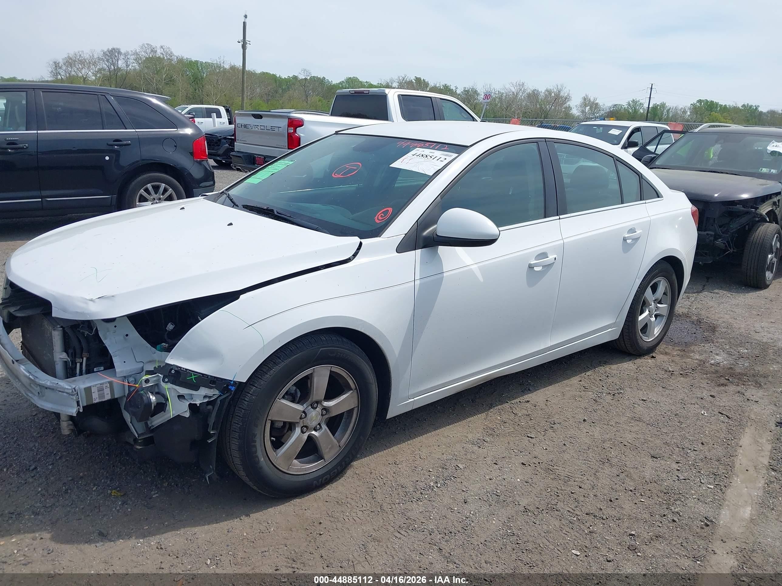 2014 Chevrolet Cruze Lt White vin: 1G1PK5SB0E7181502