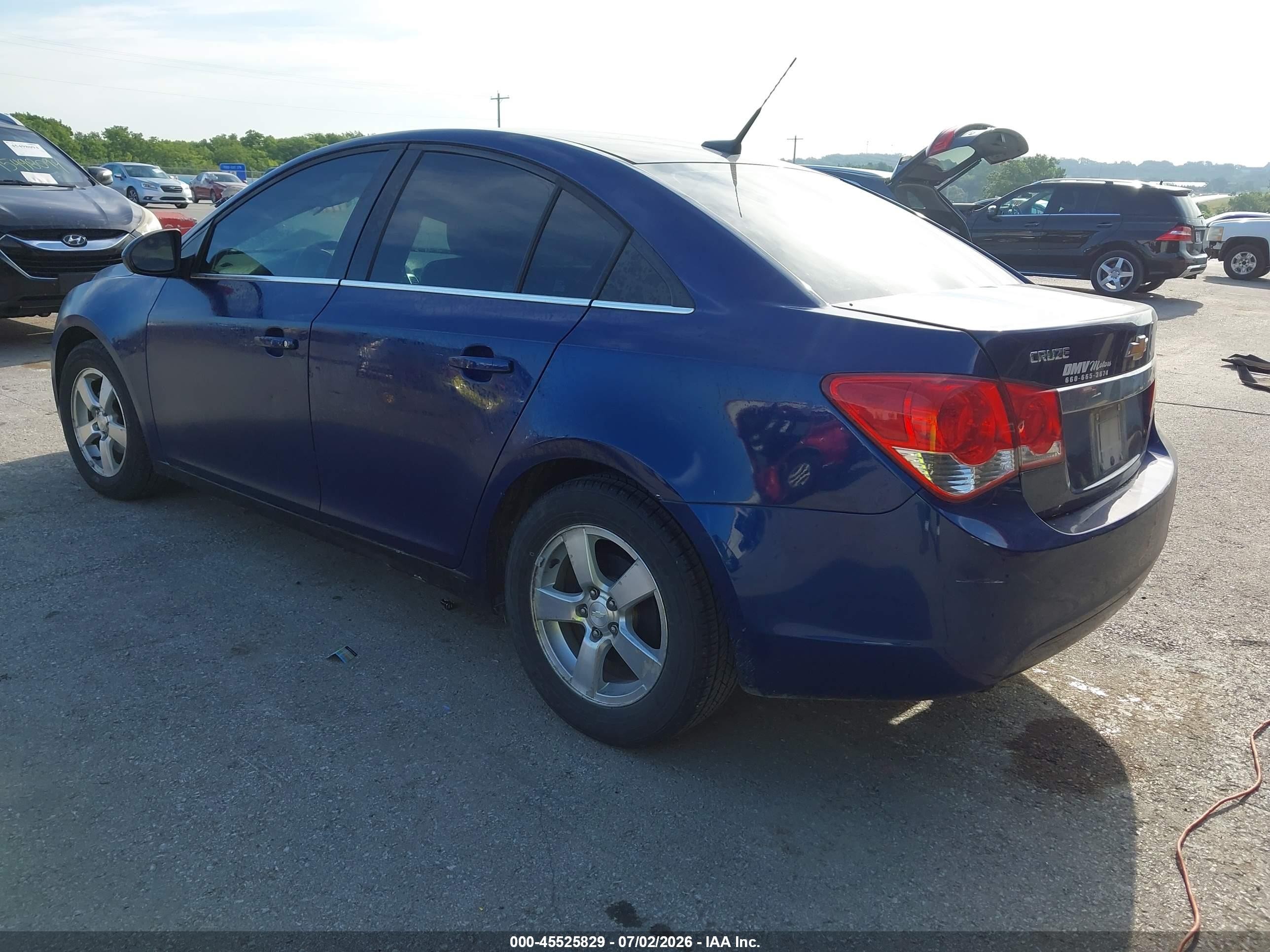 2013 Chevrolet Cruze Lt Blue vin: 1G1PK5SB4D7152745