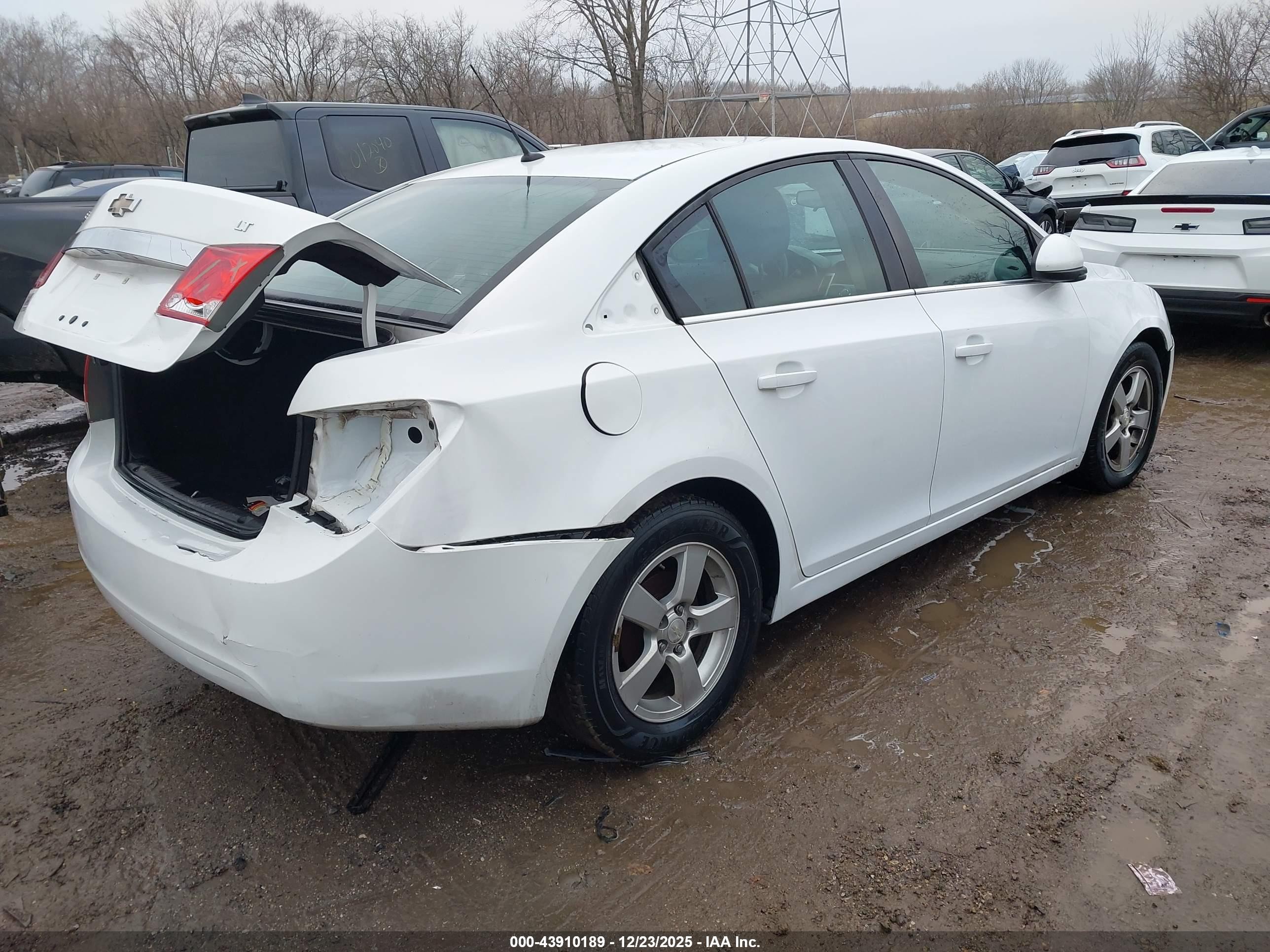 2014 Chevrolet Cruze Lt White vin: 1G1PK5SB4E7384893