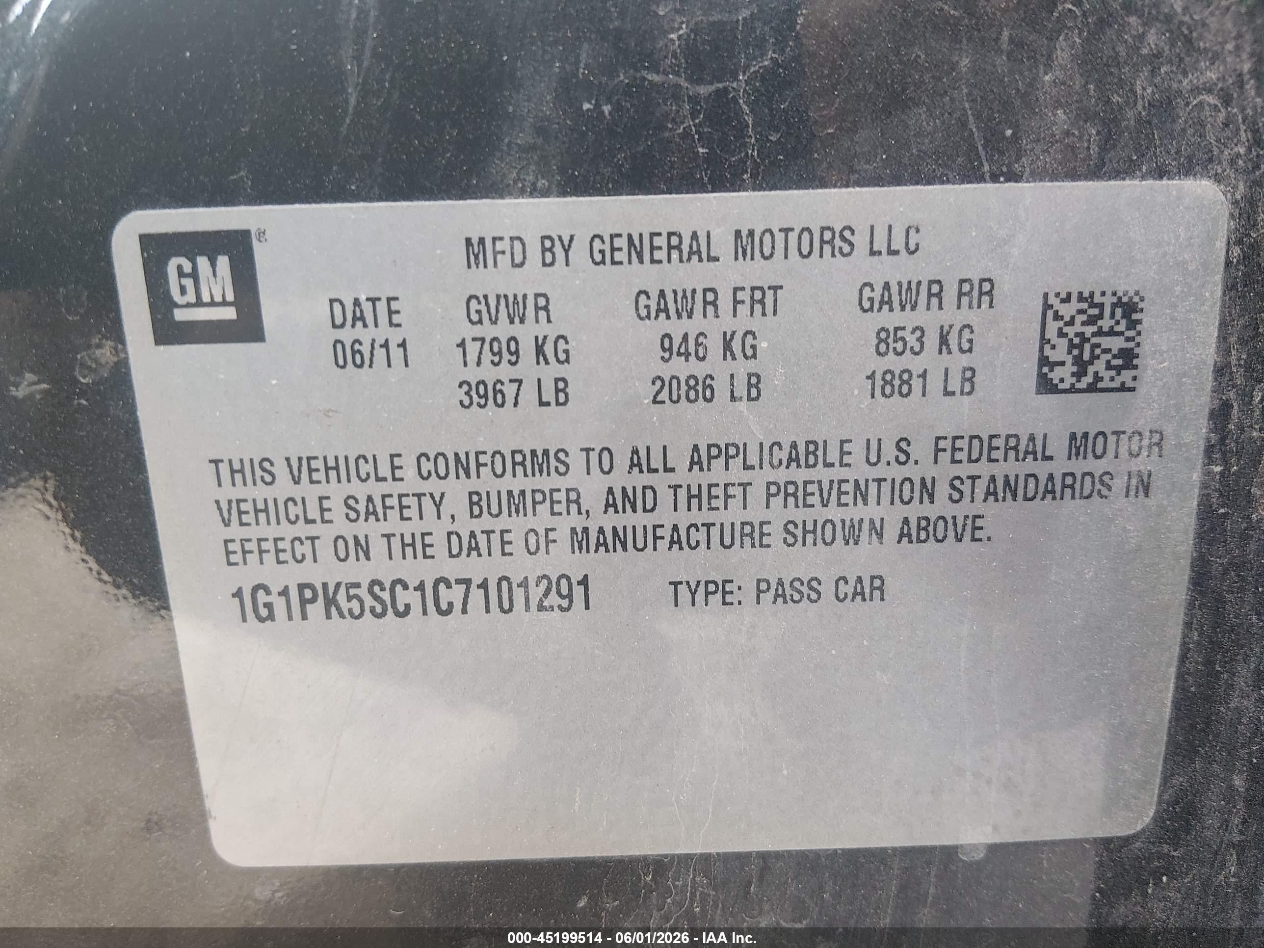 2012 Chevrolet Cruze Eco Black vin: 1G1PK5SC1C7101291