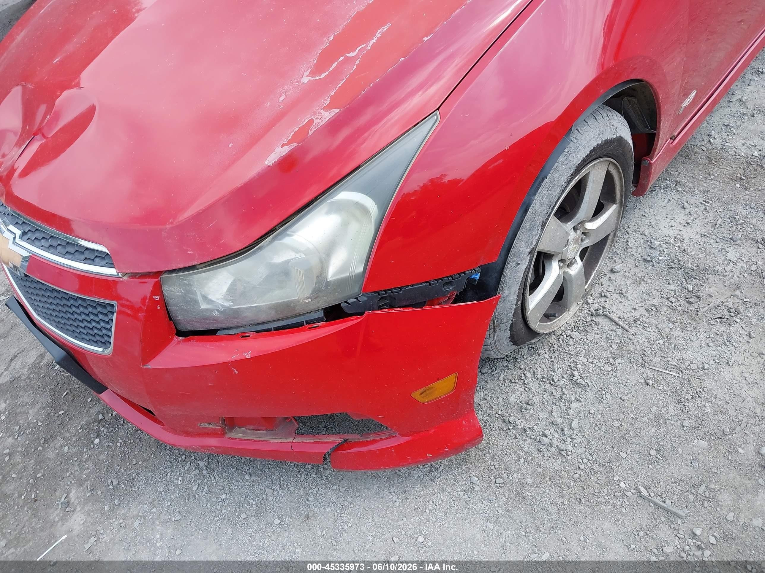 2012 Chevrolet Cruze 1lt Red vin: 1G1PL5SC2C7332102