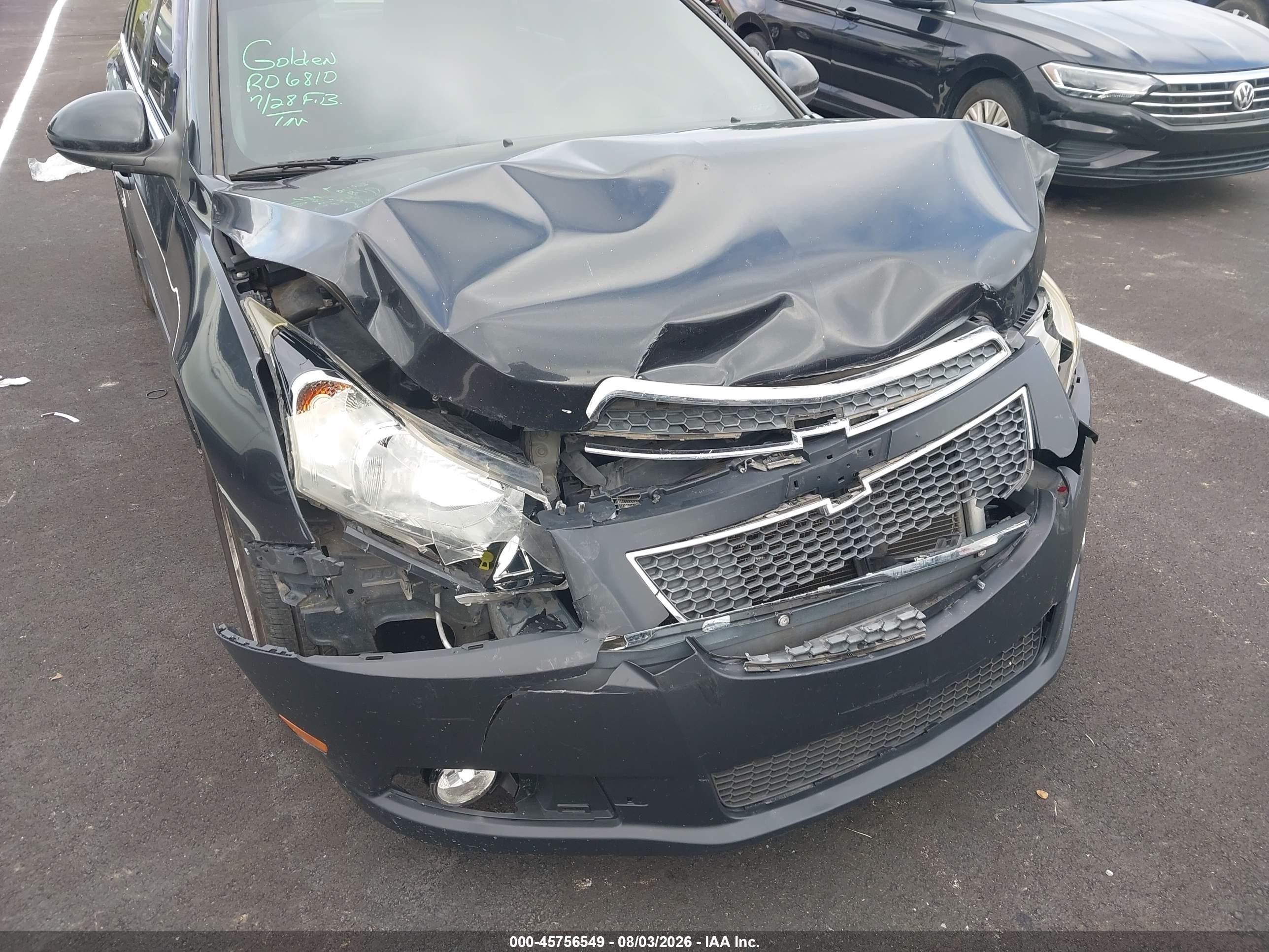 2012 Chevrolet Cruze 1lt Black vin: 1G1PL5SC5C7365756