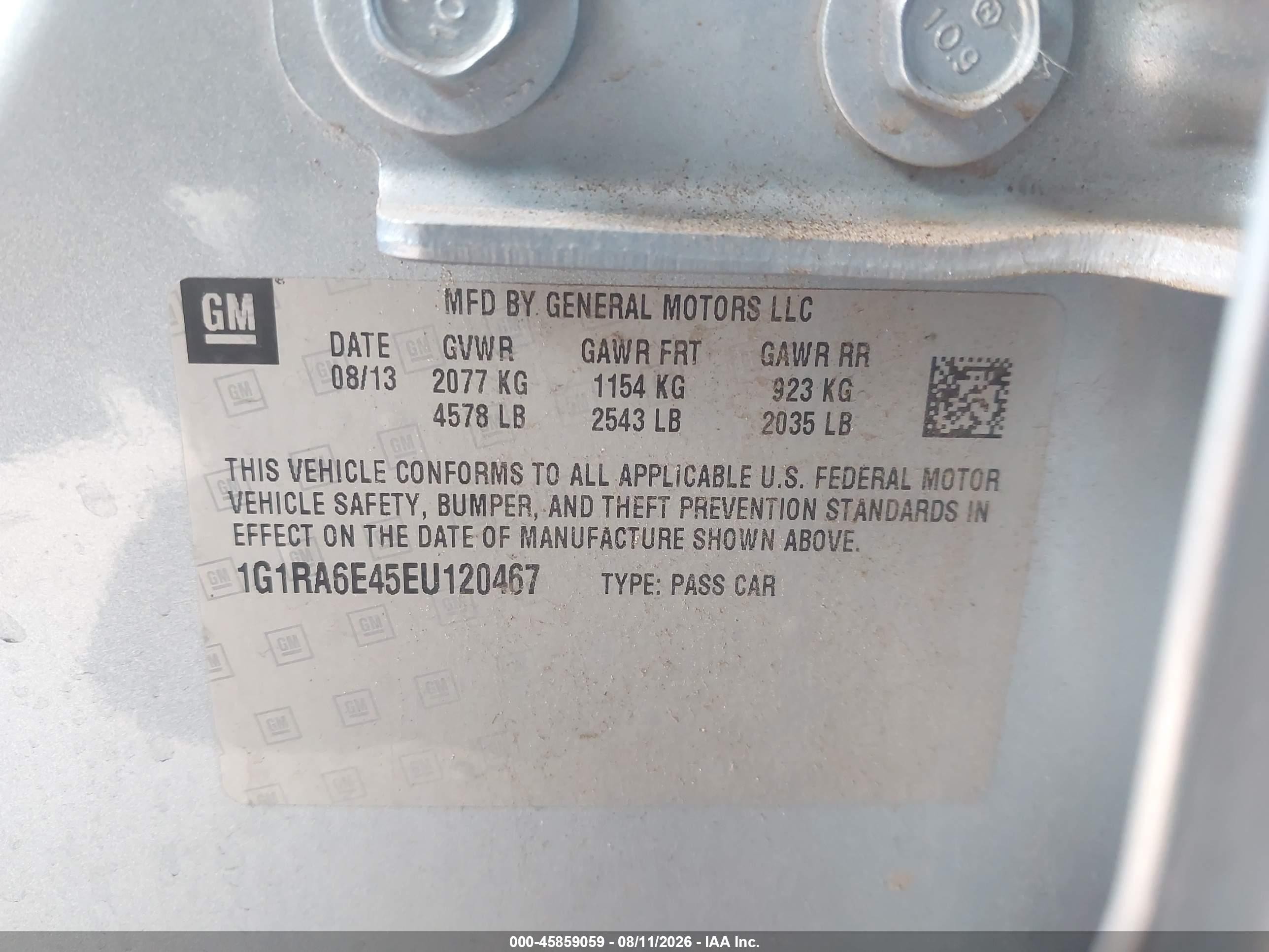 2014 Chevrolet Volt   Silver vin: 1G1RA6E45EU120467