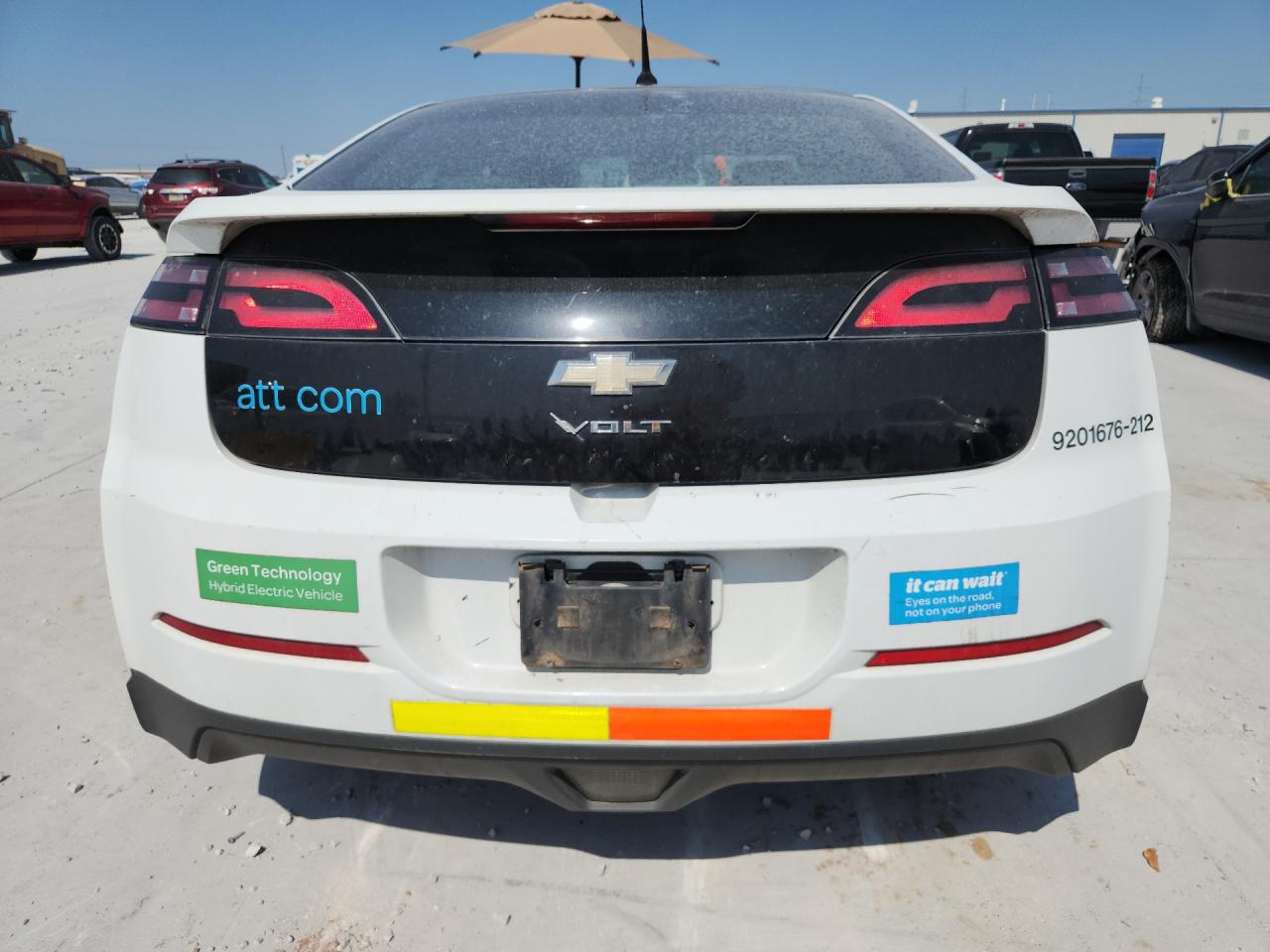2012 Chevrolet Volt White vin: 1G1RA6E47CU104090 Damage: Rear Bumper, Multiple Scratches Heavy, 5