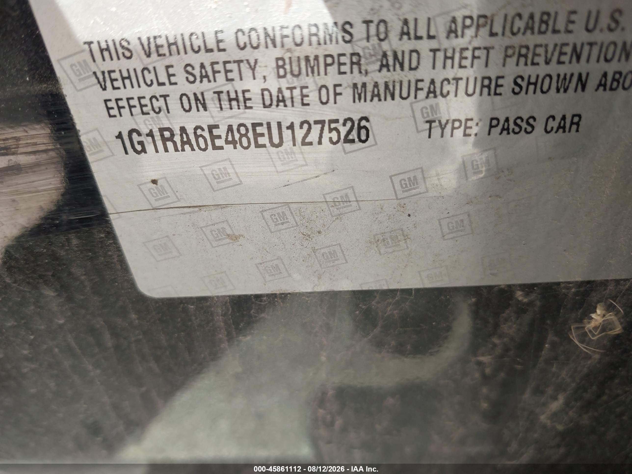 2014 Chevrolet Volt   Black vin: 1G1RA6E48EU127526