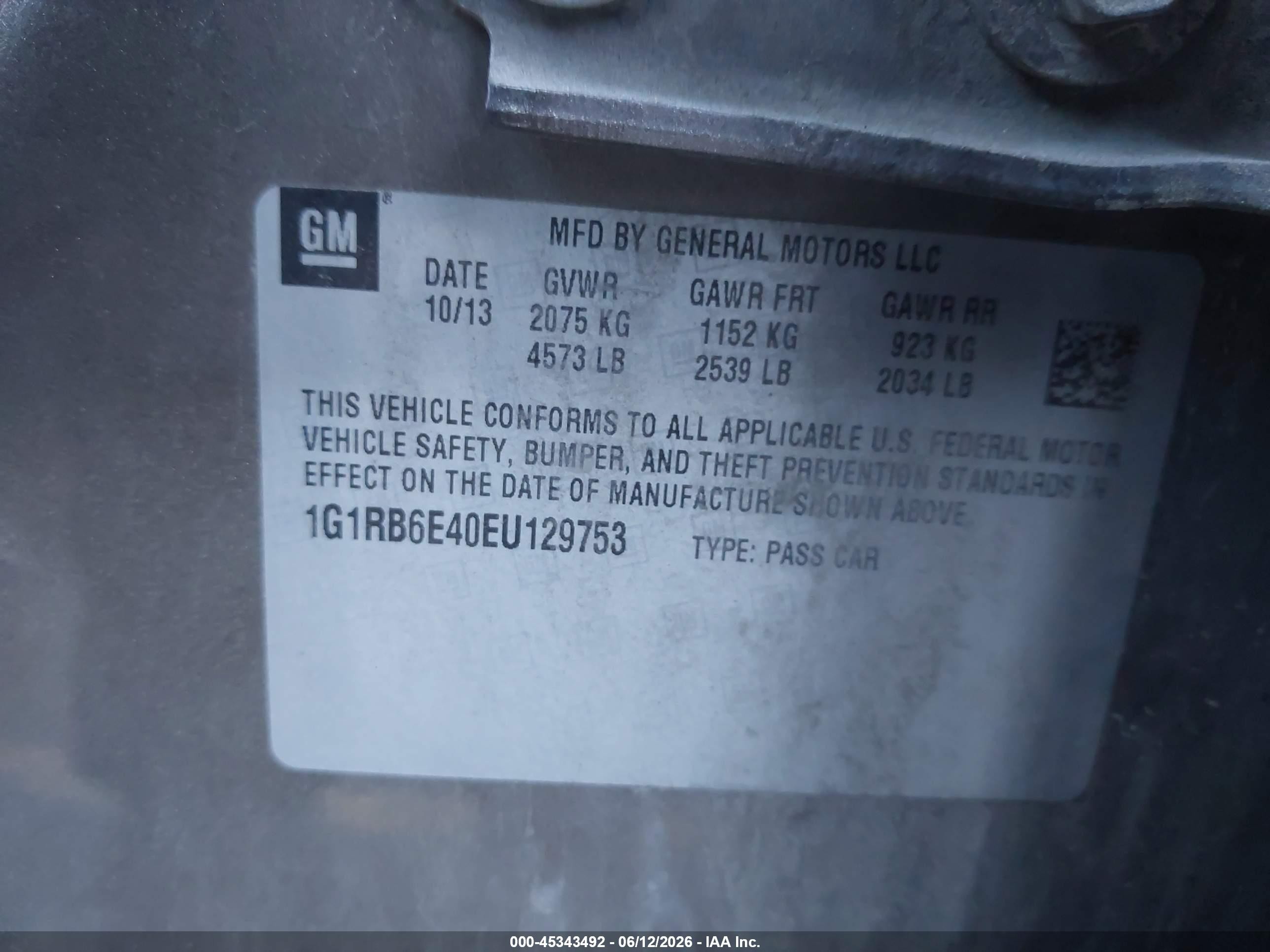 2014 Chevrolet Volt   Gold vin: 1G1RB6E40EU129753