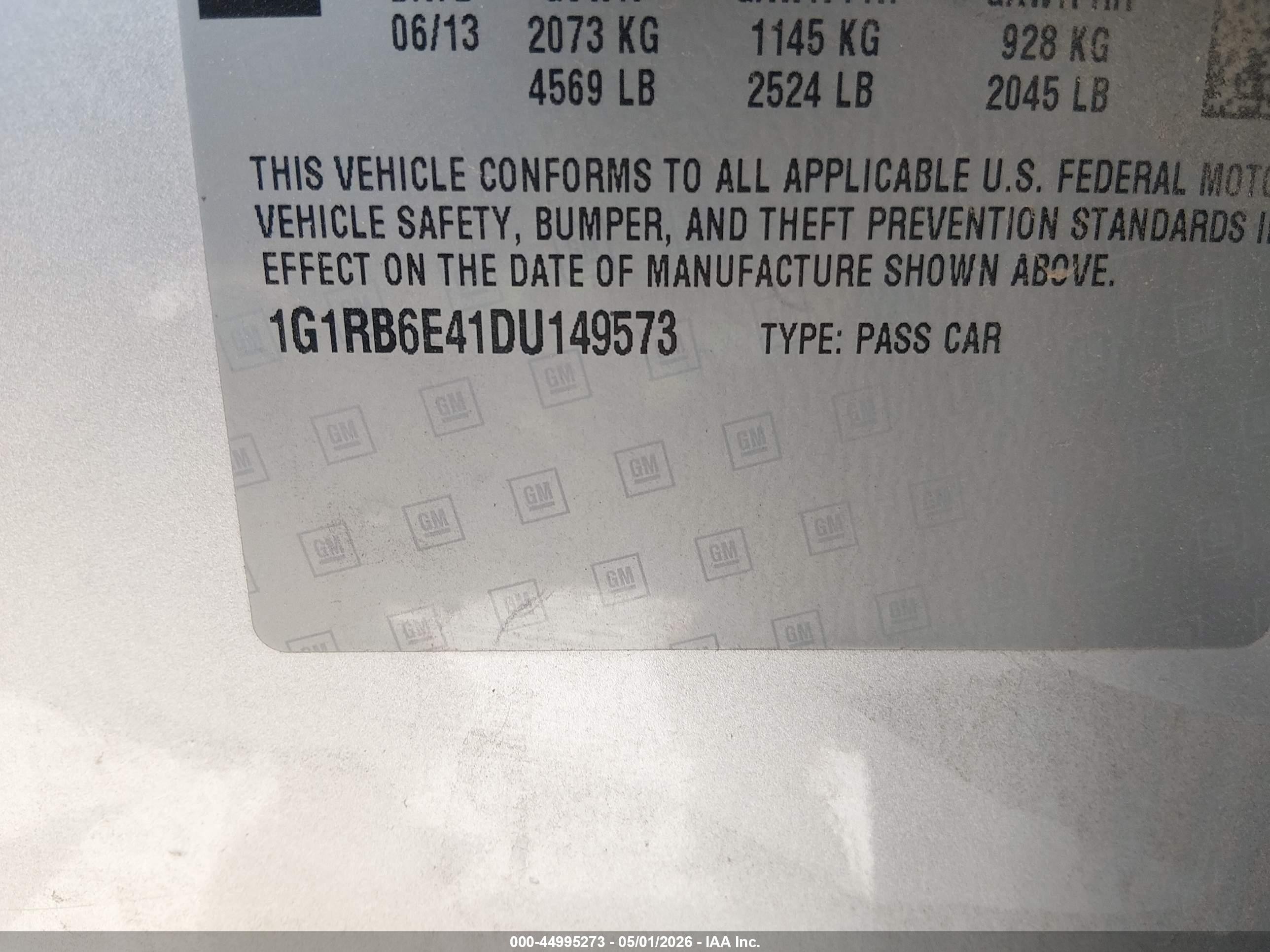 2013 Chevrolet Volt   Silver vin: 1G1RB6E41DU149573