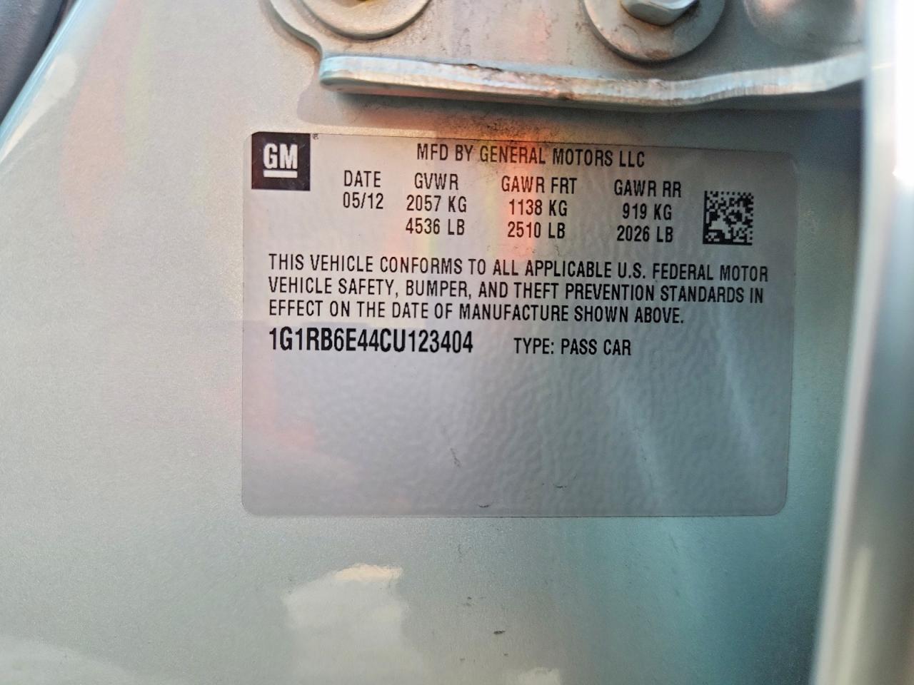 2012 Chevrolet Volt Silver vin: 1G1RB6E44CU123404