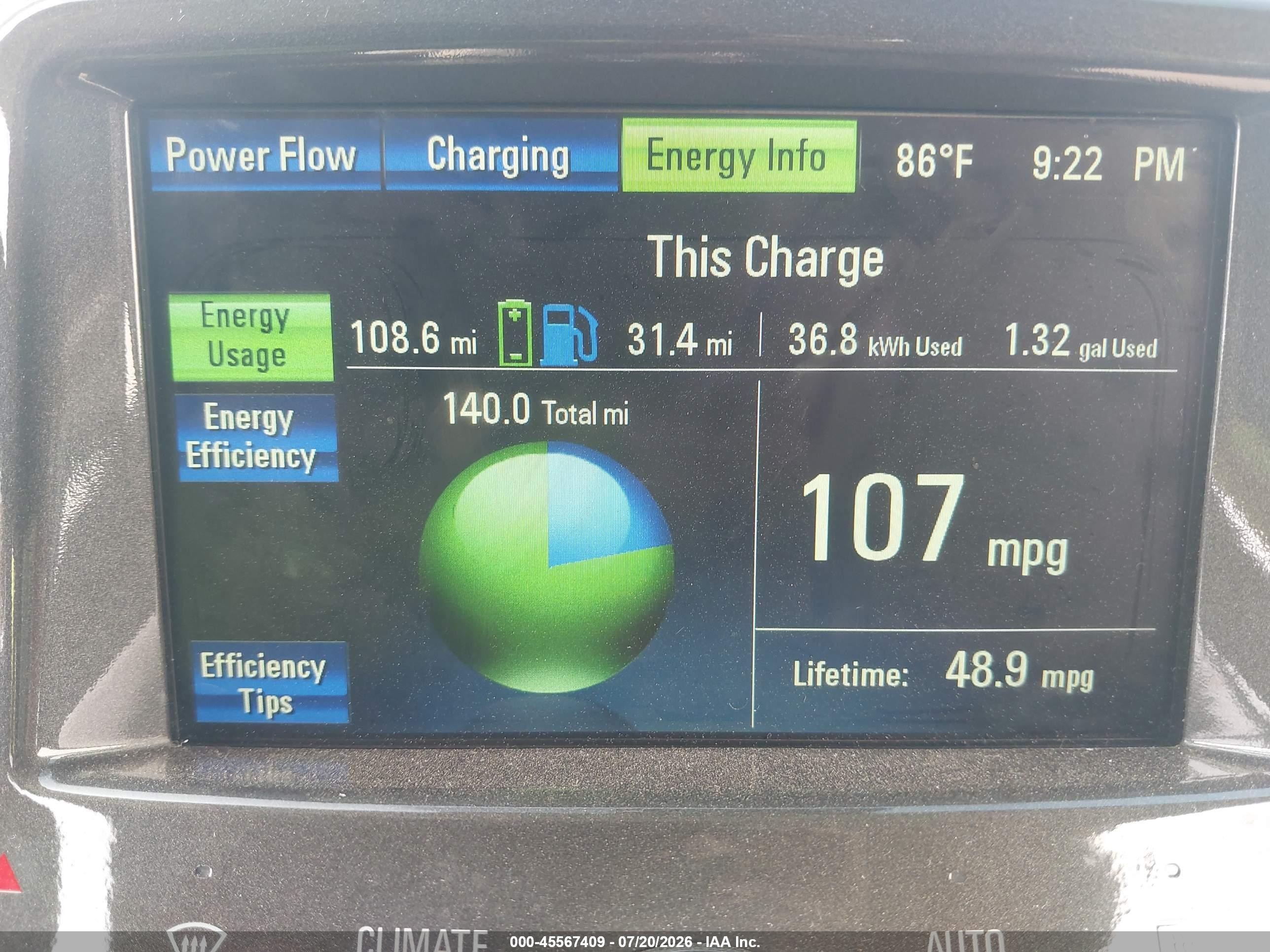 2013 Chevrolet Volt Blue vin: 1G1RB6E47DU138982