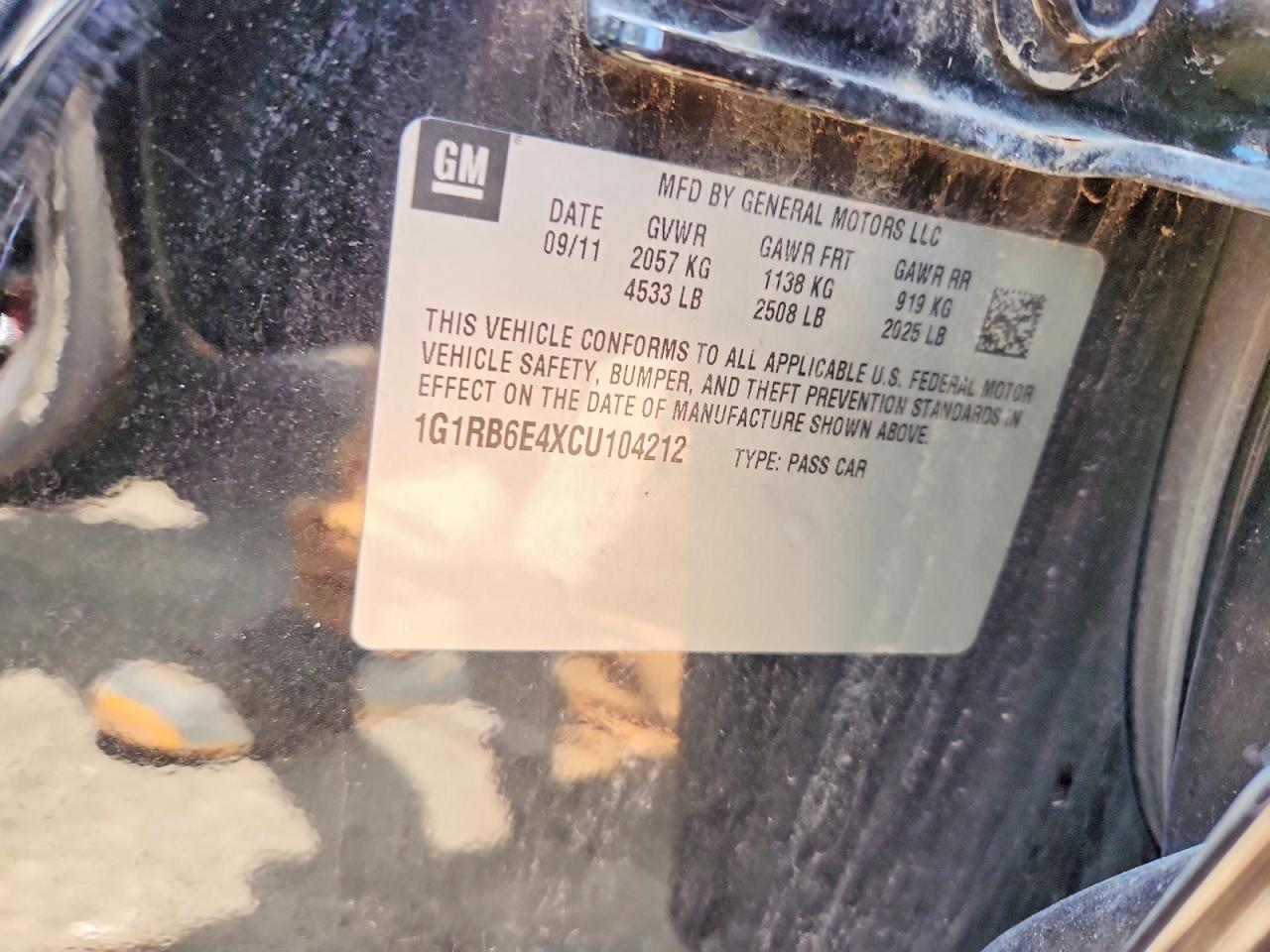 2012 Chevrolet Volt Черный vin: 1G1RB6E4XCU104212