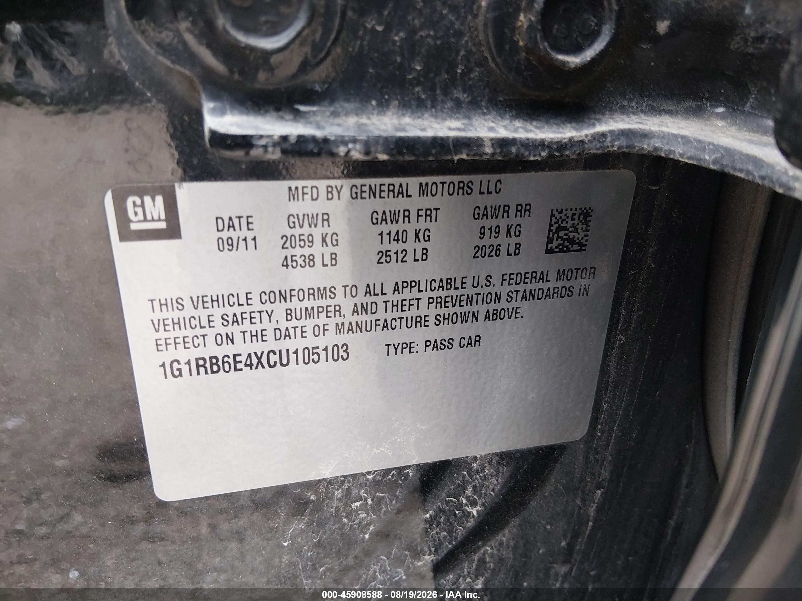 2012 Chevrolet Volt Black vin: 1G1RB6E4XCU105103