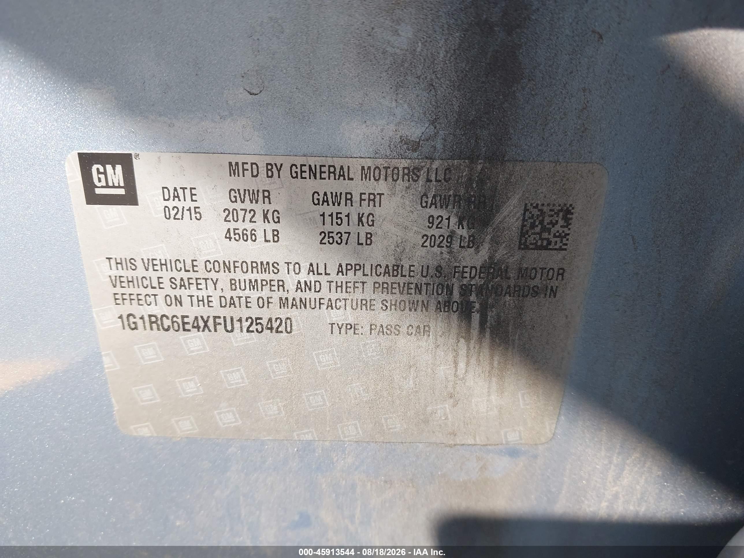 2015 Chevrolet Volt   Серебряный vin: 1G1RC6E4XFU125420