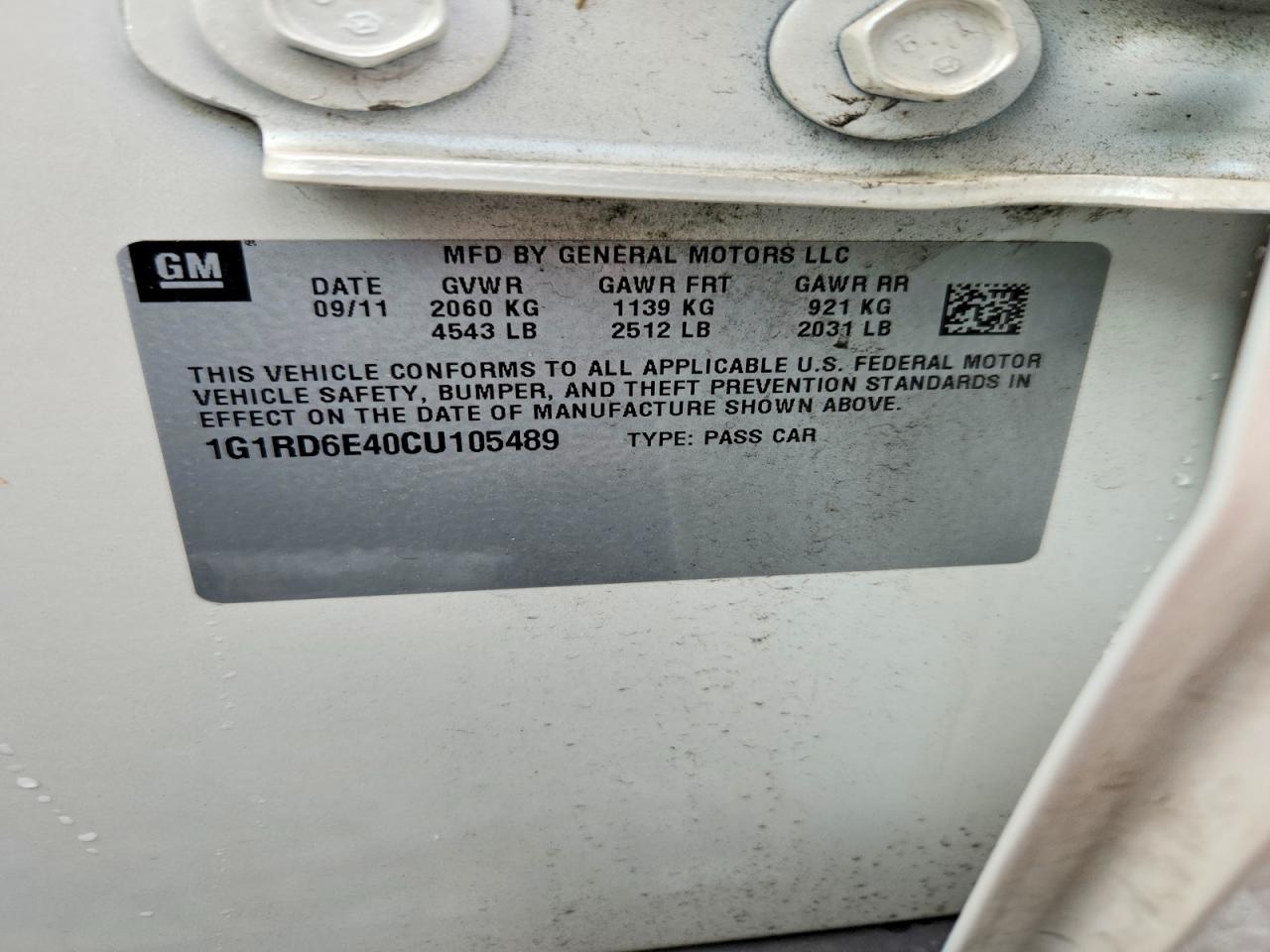 2012 Chevrolet Volt Cream vin: 1G1RD6E40CU105489