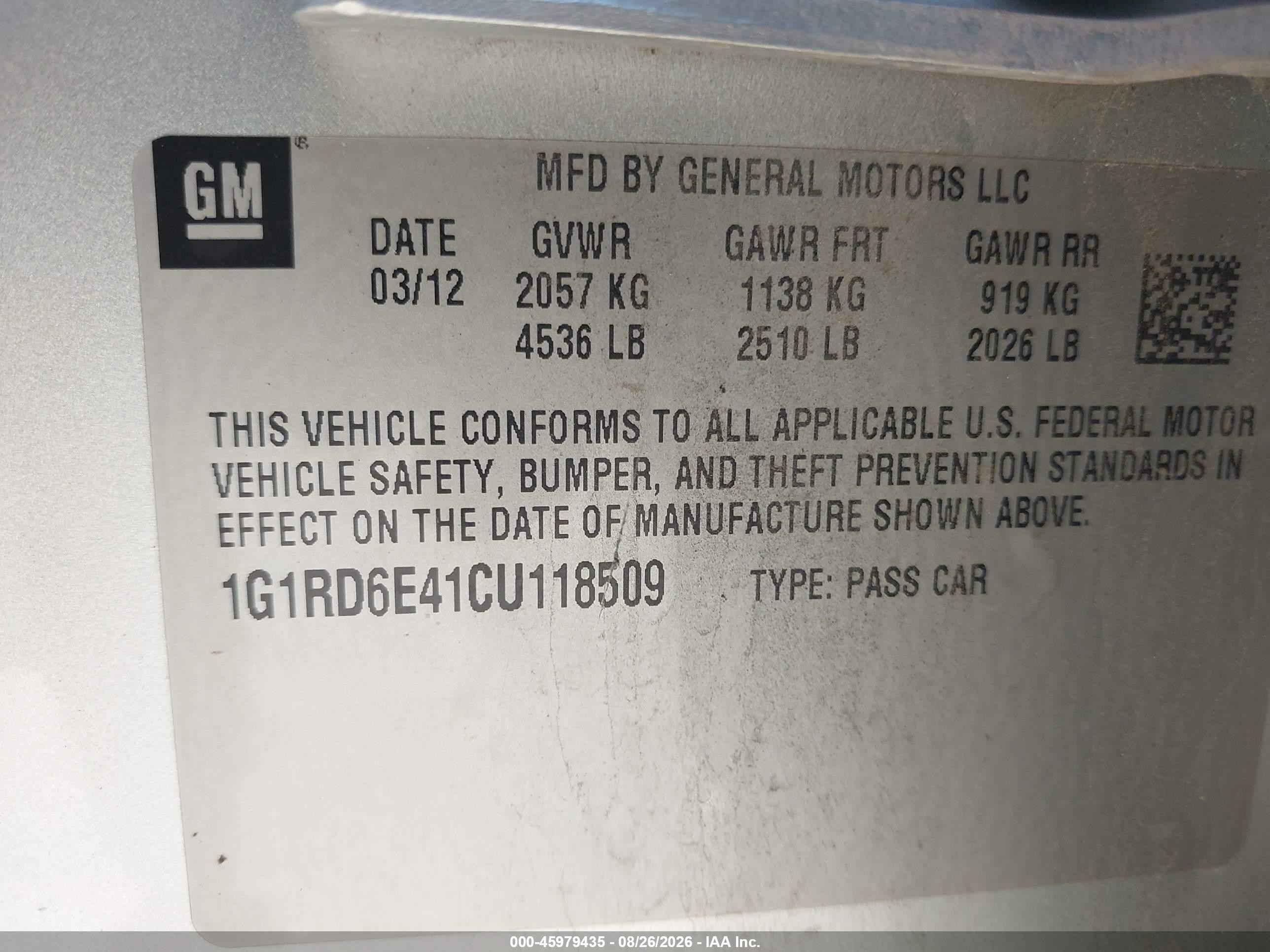 2012 Chevrolet Volt Silver vin: 1G1RD6E41CU118509