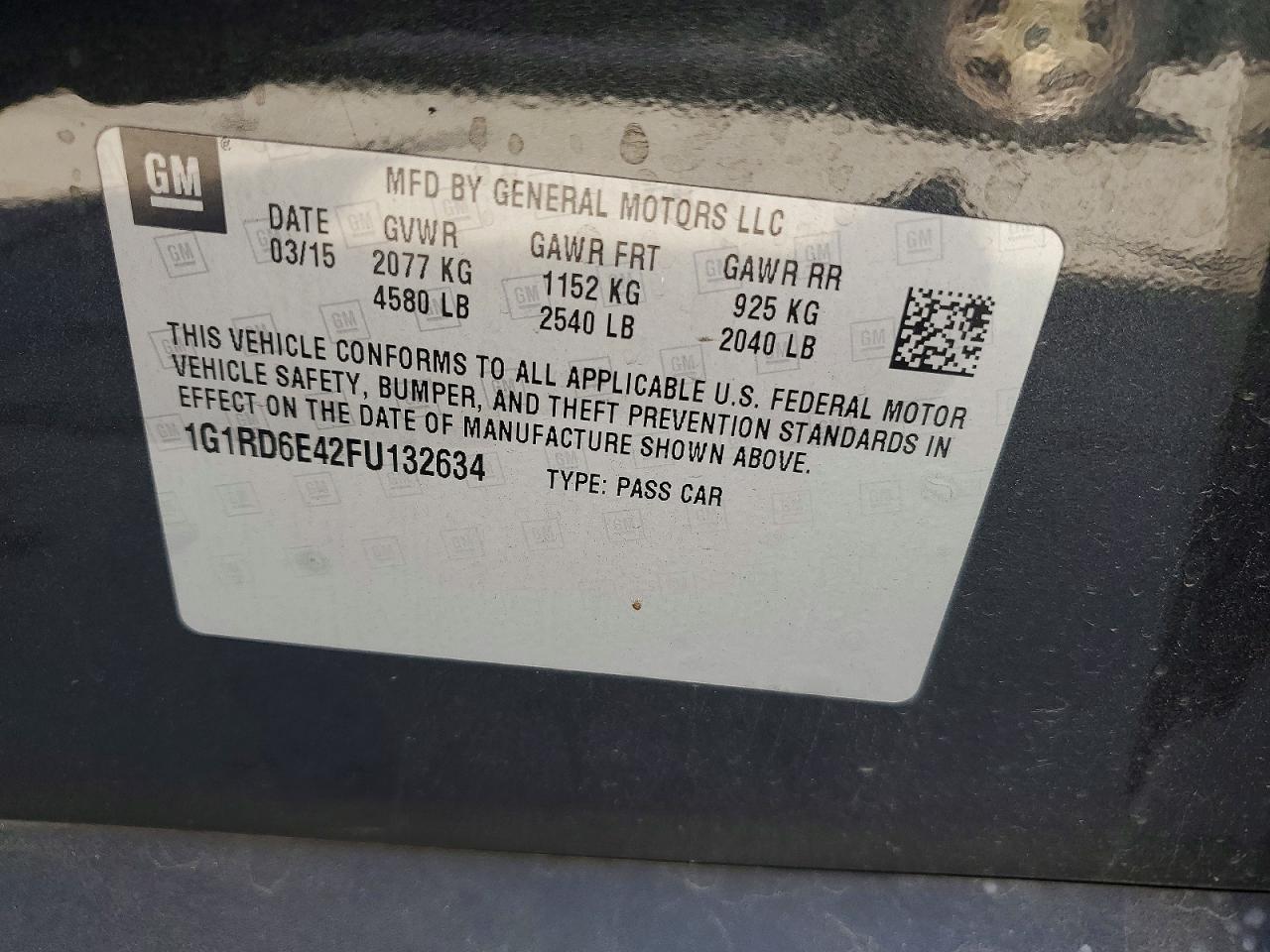 2015 Chevrolet Volt Black vin: 1G1RD6E42FU132634