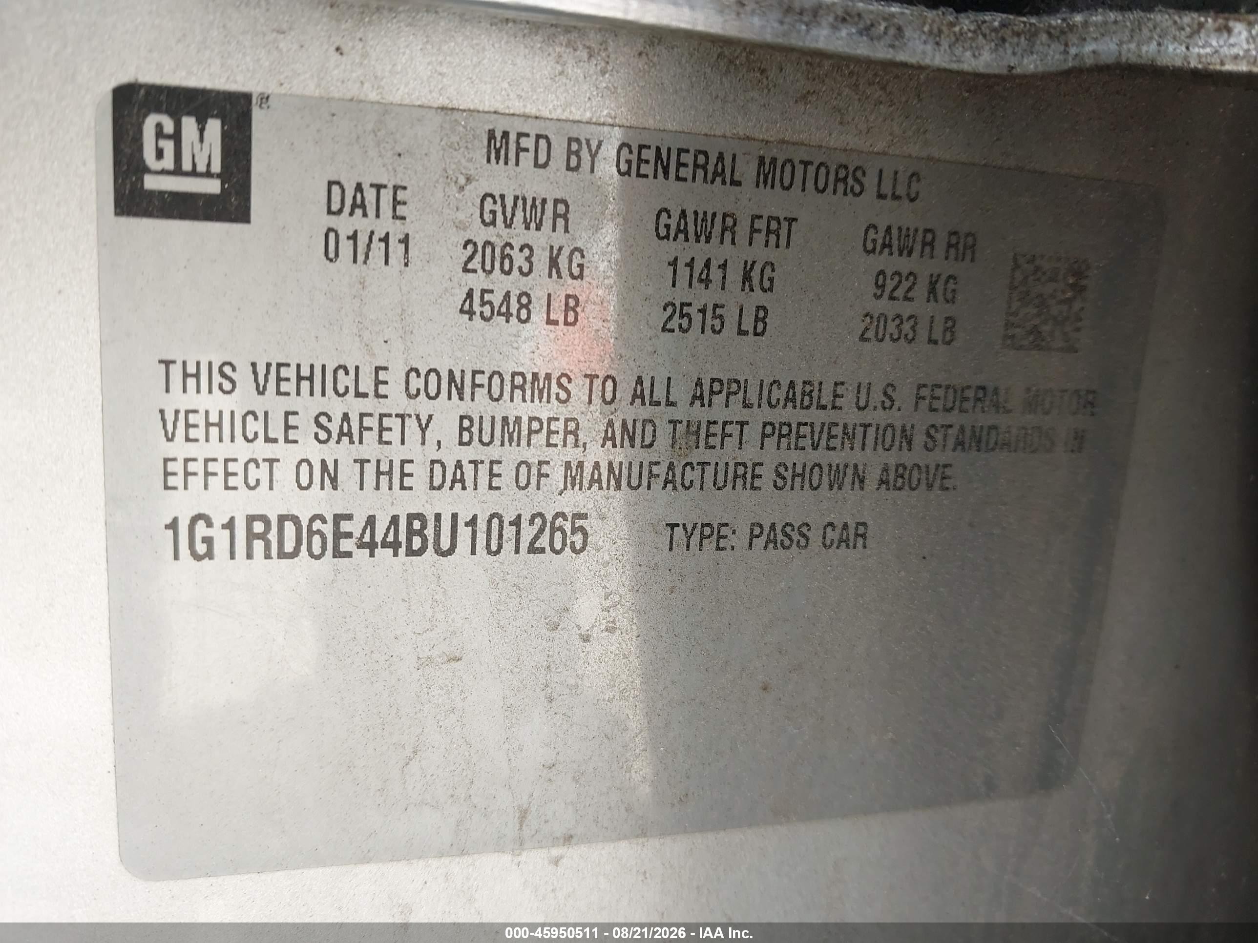 2011 Chevrolet Volt   Silver vin: 1G1RD6E44BU101265