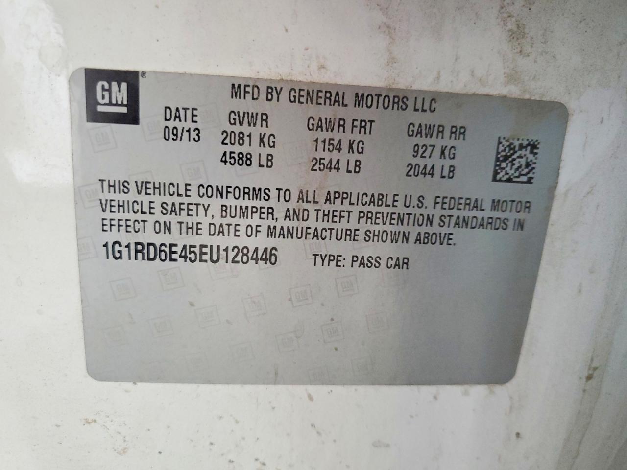 2014 Chevrolet Volt Белый vin: 1G1RD6E45EU128446