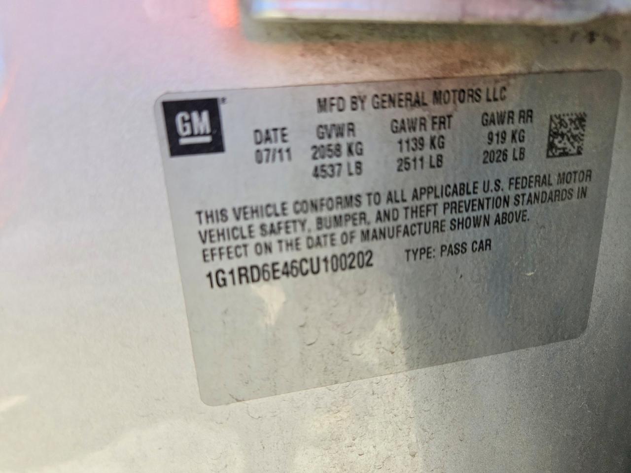 2012 Chevrolet Volt Silver vin: 1G1RD6E46CU100202