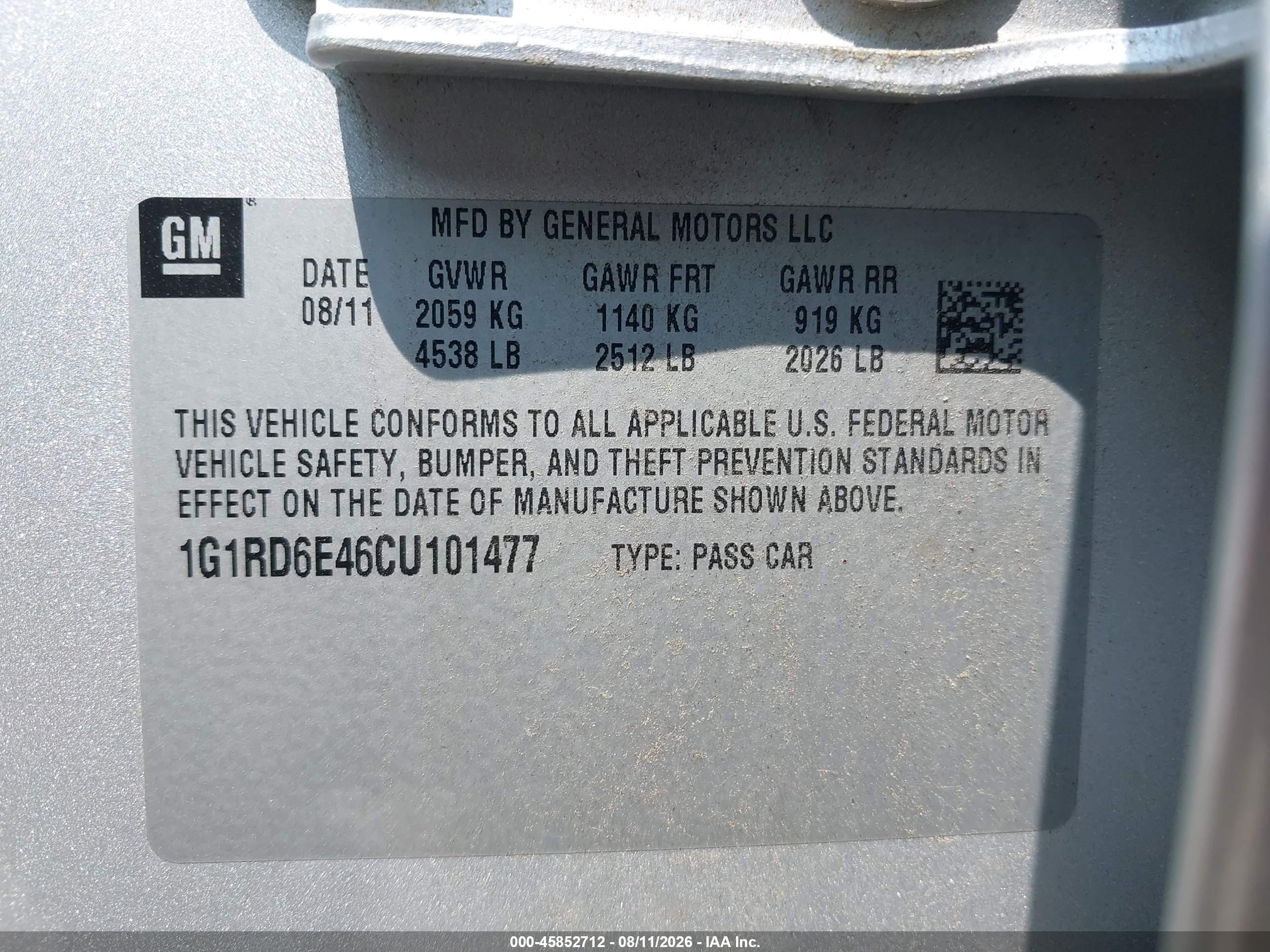 2012 Chevrolet Volt Silver vin: 1G1RD6E46CU101477