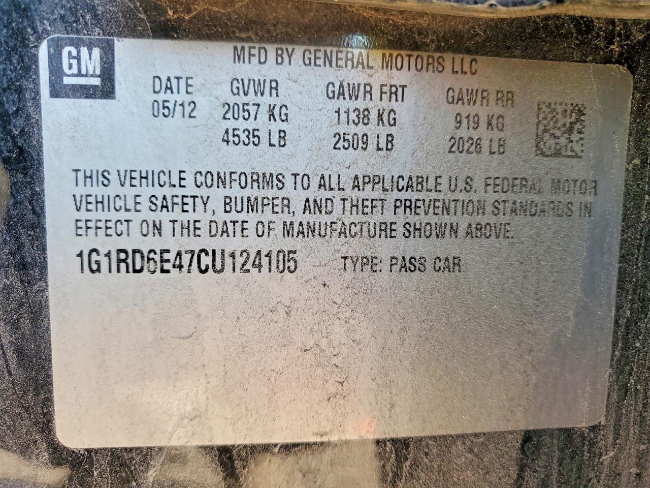 2012 Chevrolet Volt Black vin: 1G1RD6E47CU124105
