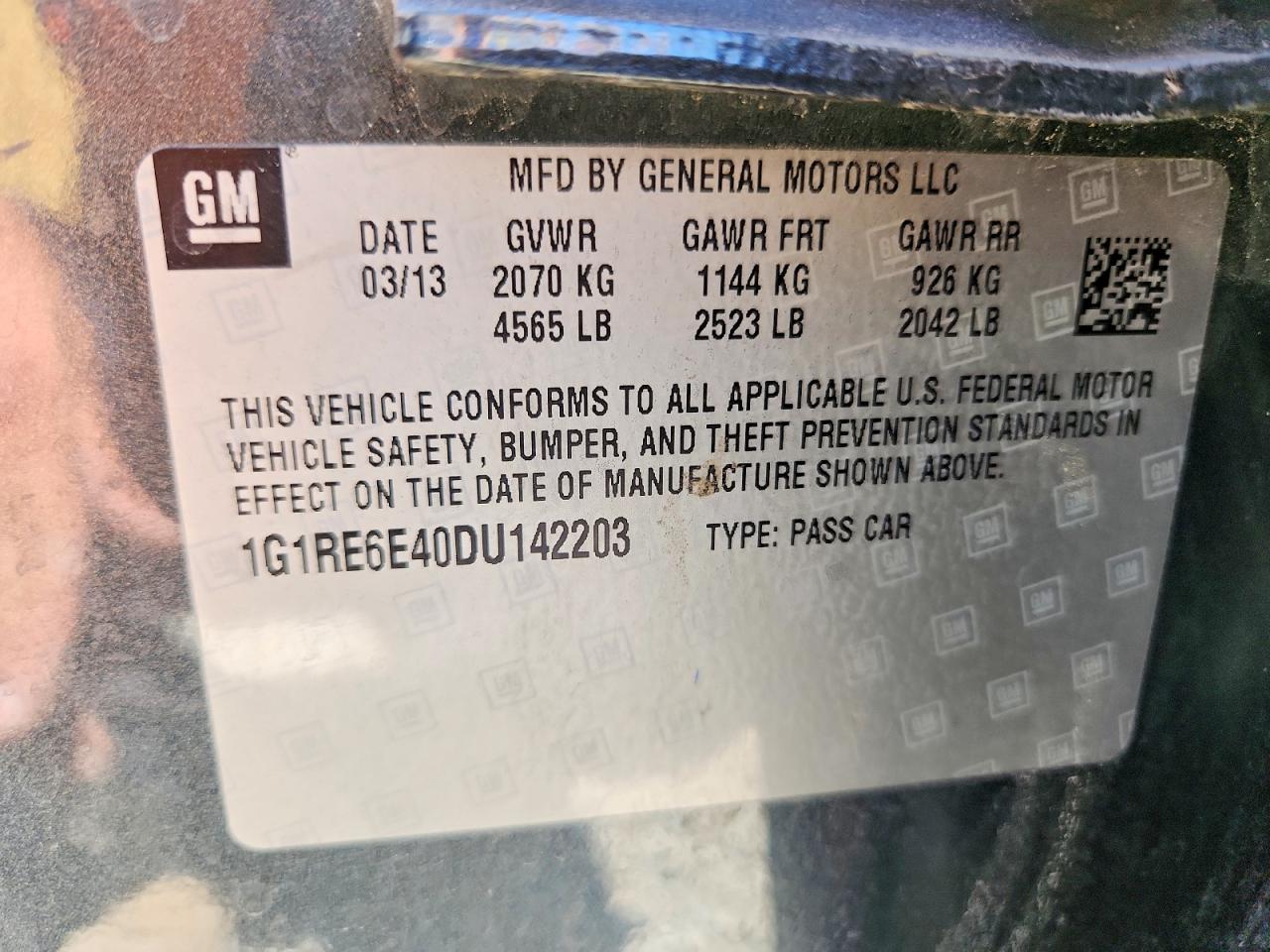 2013 Chevrolet Volt Charcoal vin: 1G1RE6E40DU142203