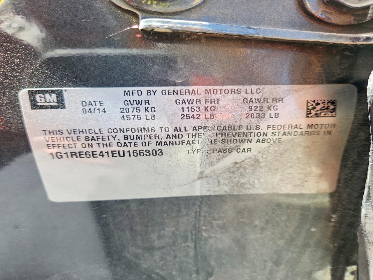 2014 Chevrolet Volt Угольный vin: 1G1RE6E41EU166303