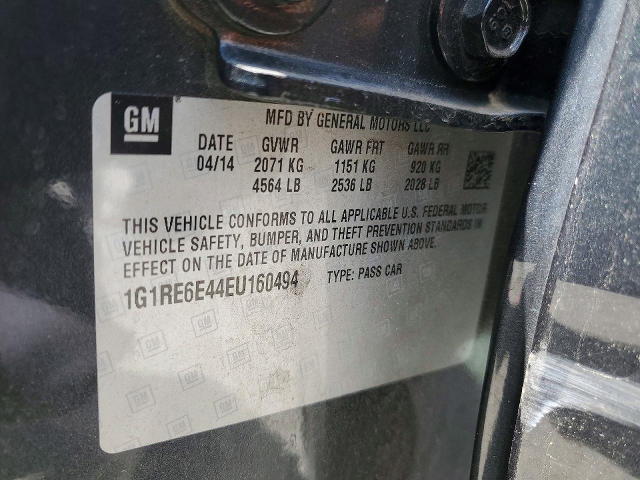 2014 Chevrolet Volt Black vin: 1G1RE6E44EU160494