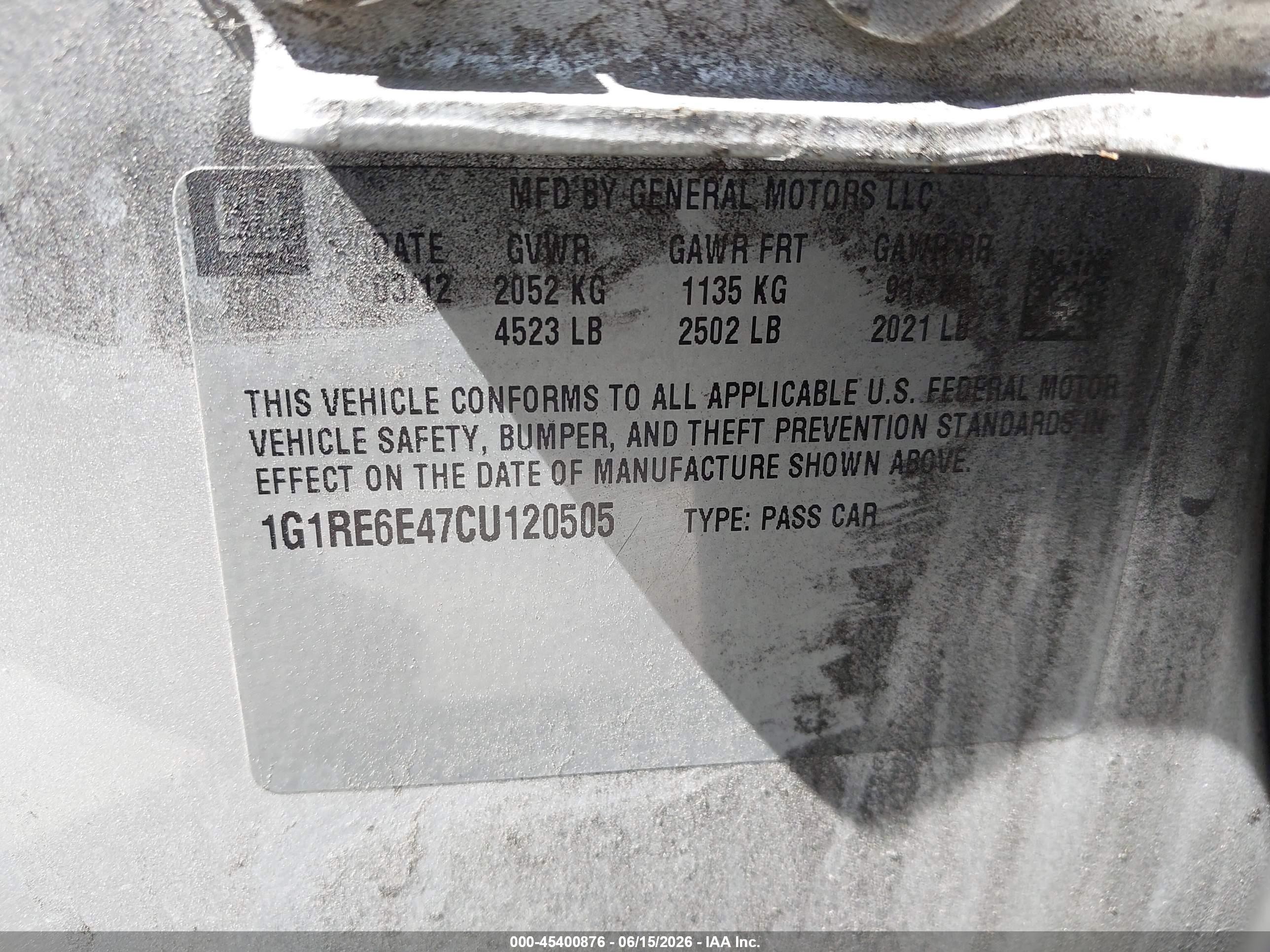 2012 Chevrolet Volt   Silver vin: 1G1RE6E47CU120505