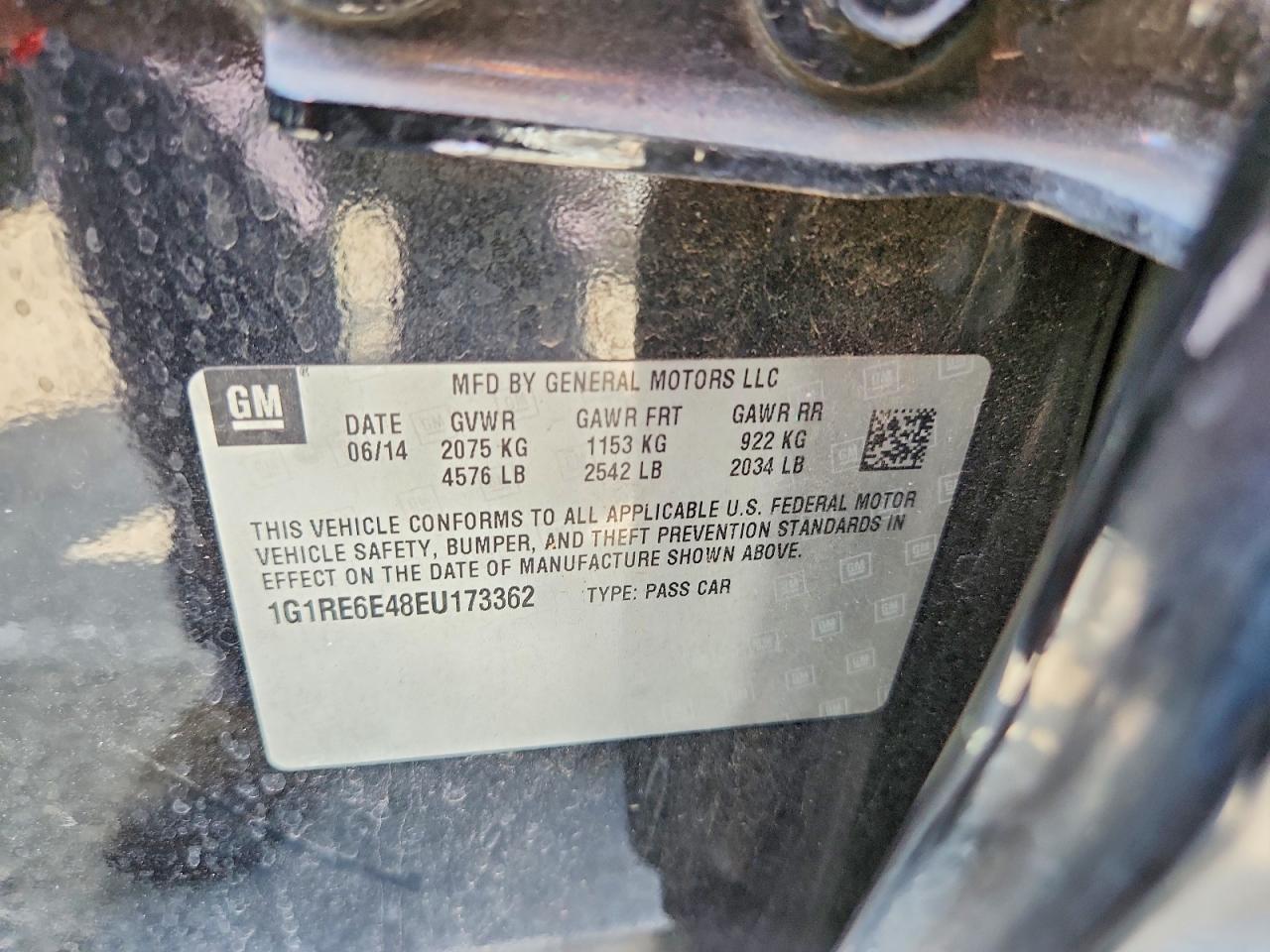 2014 Chevrolet Volt Black vin: 1G1RE6E48EU173362