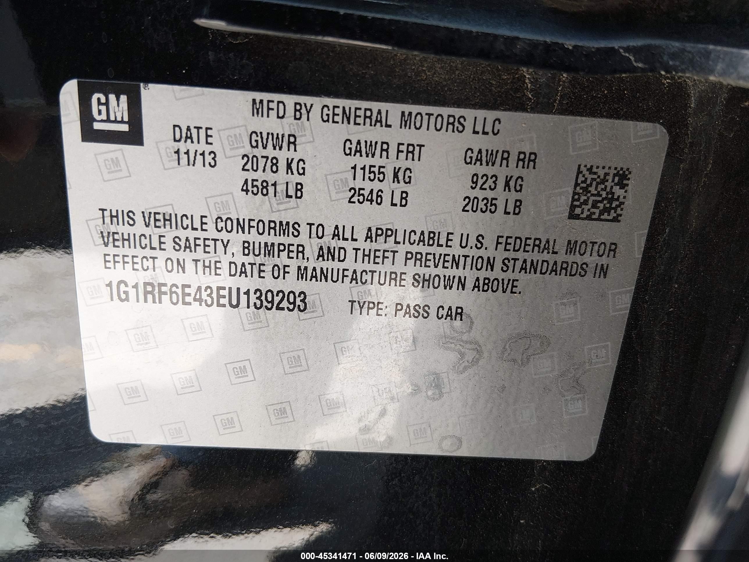 2014 Chevrolet Volt Черный vin: 1G1RF6E43EU139293