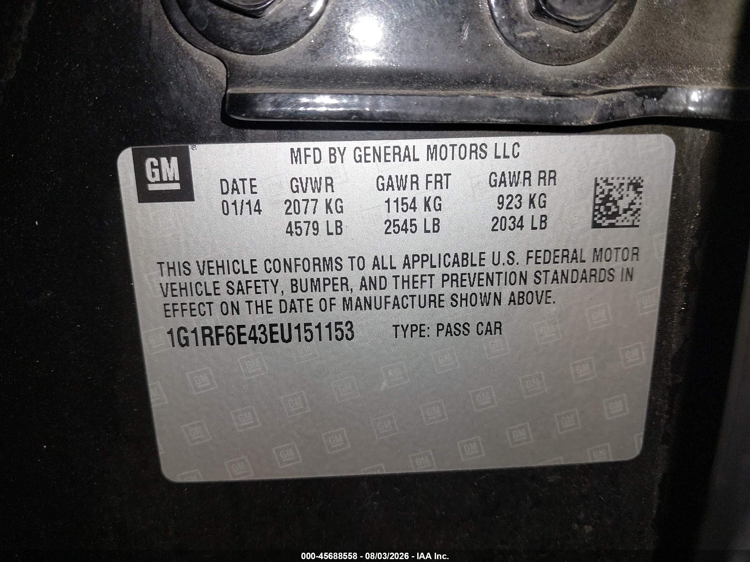 2014 Chevrolet Volt   Черный vin: 1G1RF6E43EU151153