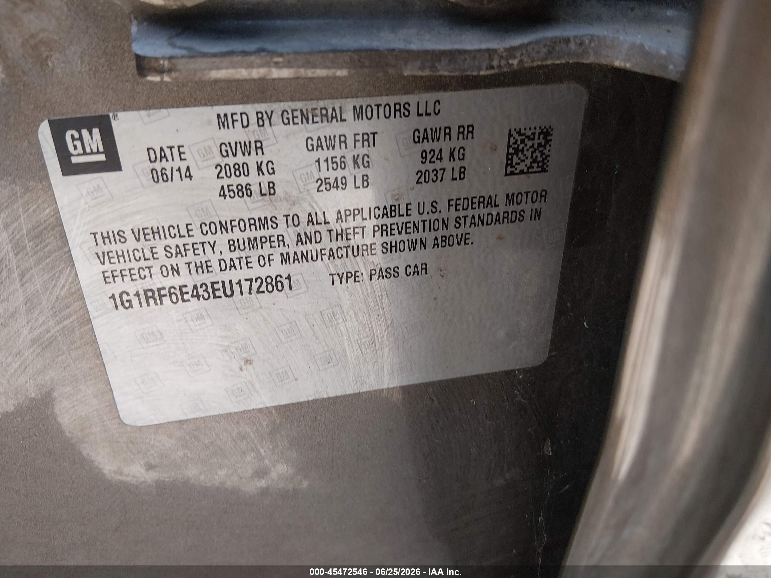 2014 Chevrolet Volt   Brown vin: 1G1RF6E43EU172861