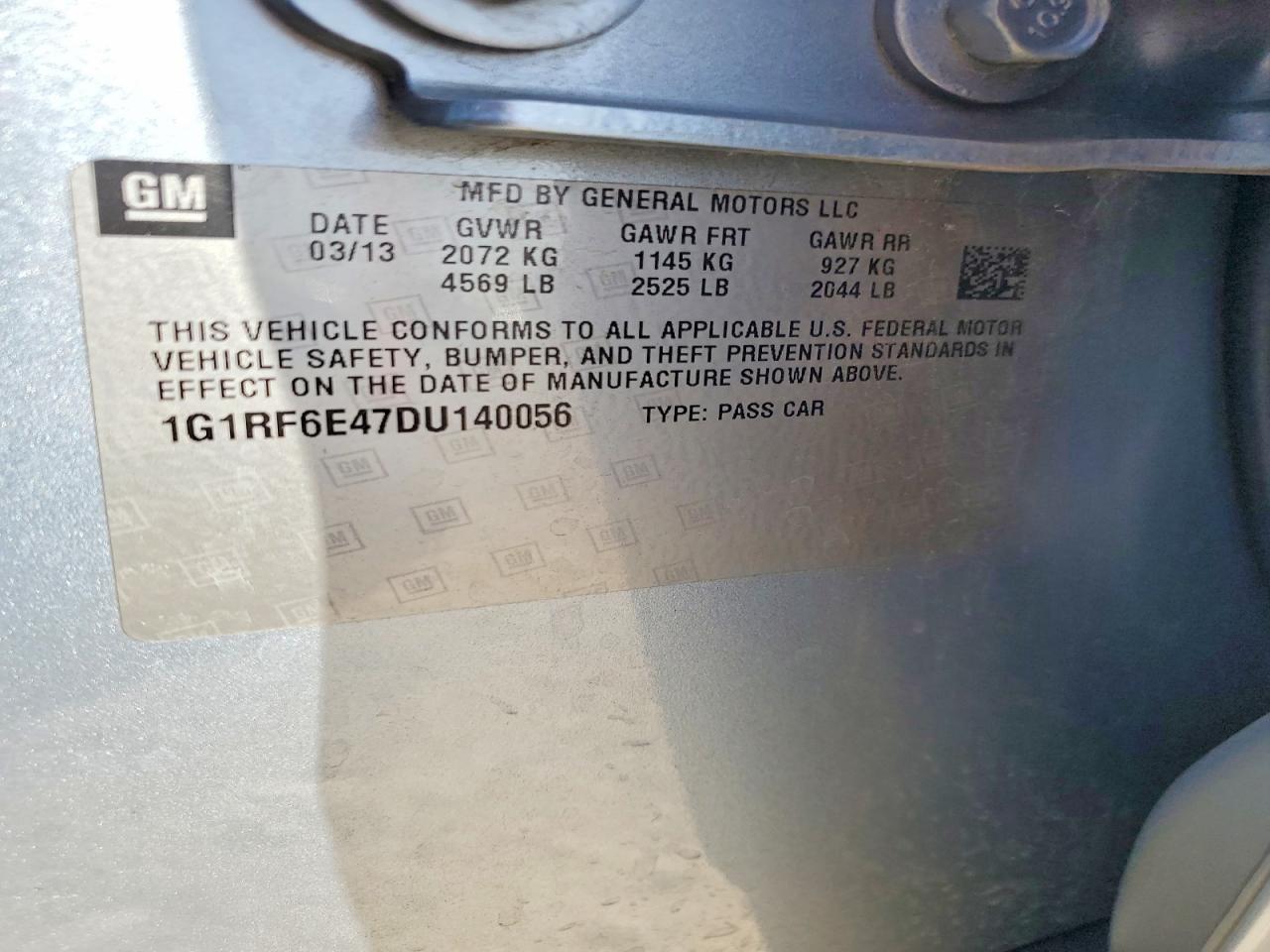 2013 Chevrolet Volt Blue vin: 1G1RF6E47DU140056