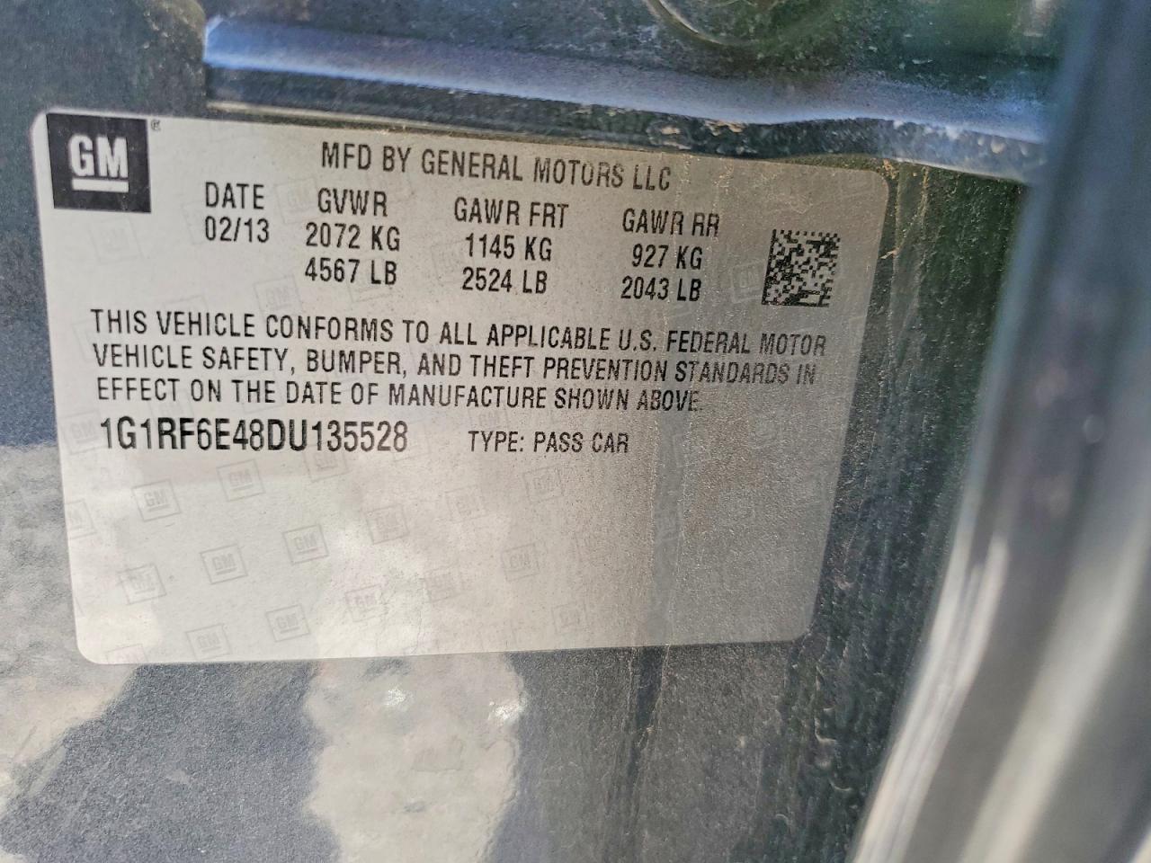 2013 Chevrolet Volt Gray vin: 1G1RF6E48DU135528