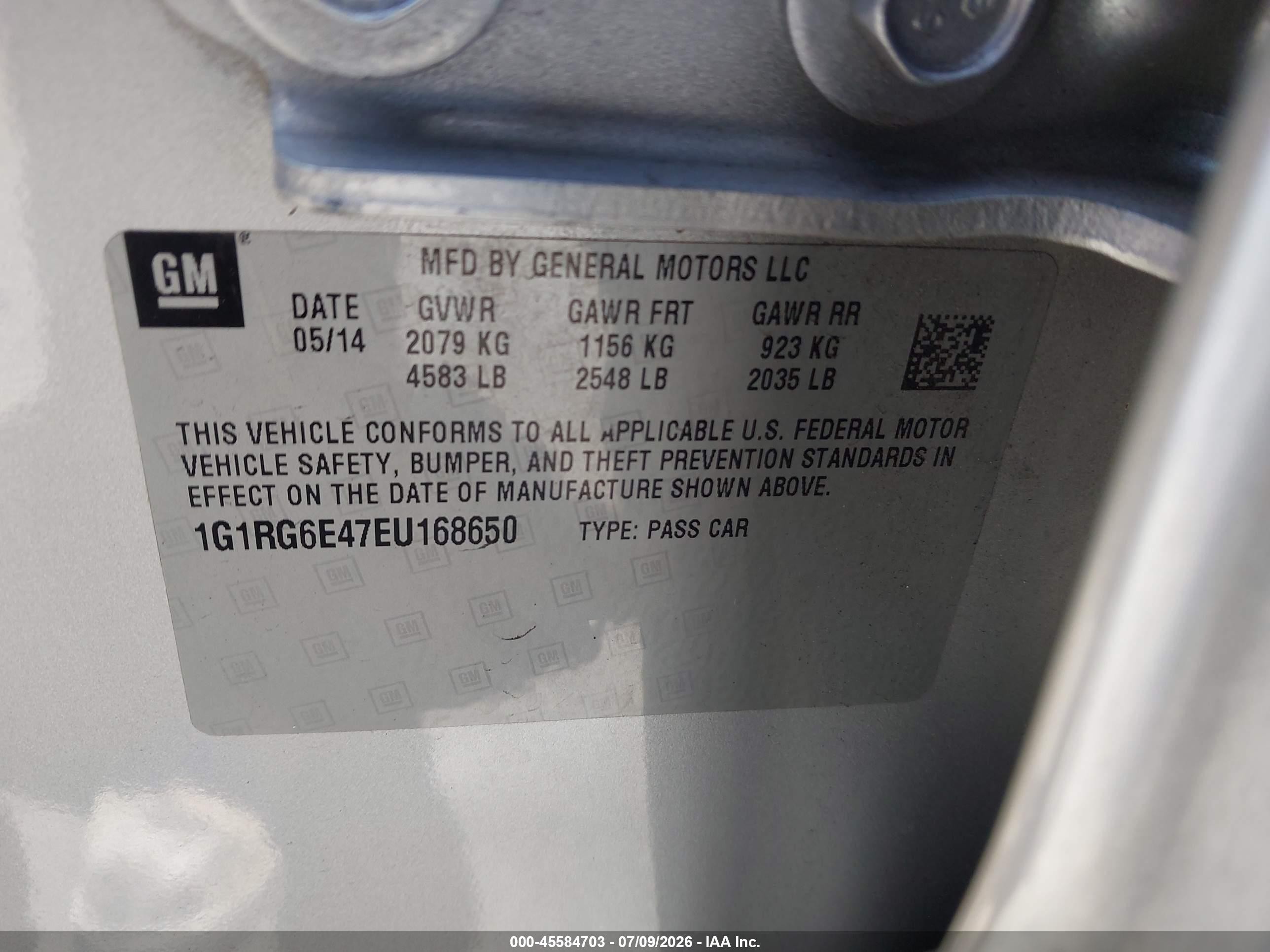 2014 Chevrolet Volt   Silver vin: 1G1RG6E47EU168650