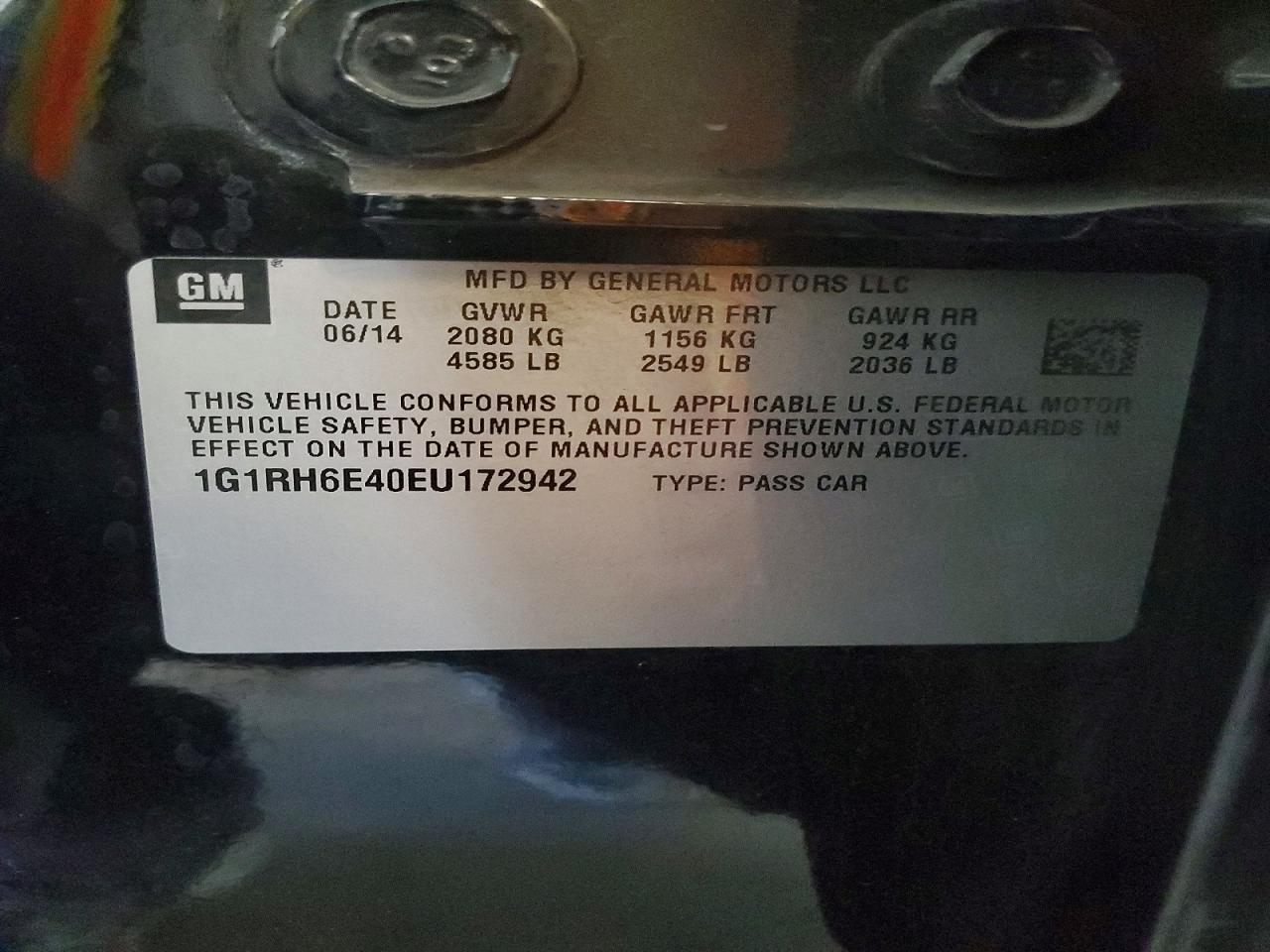 2014 Chevrolet Volt Черный vin: 1G1RH6E40EU172942