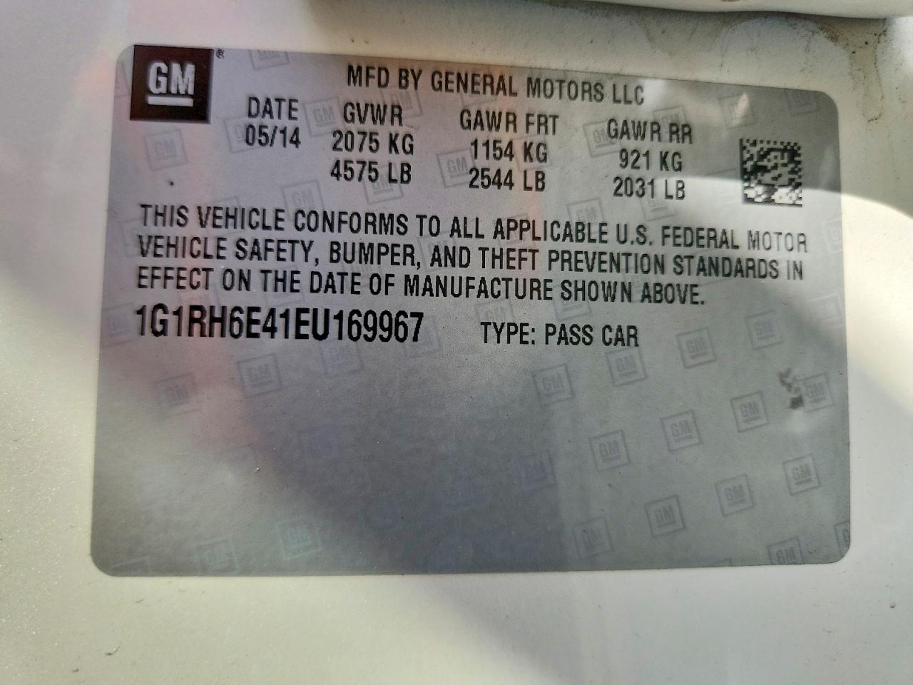 2014 Chevrolet Volt Cream vin: 1G1RH6E41EU169967
