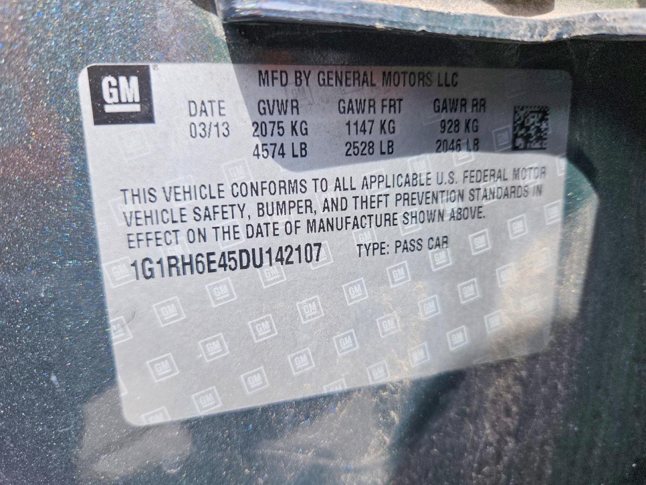 2013 Chevrolet Volt Угольный vin: 1G1RH6E45DU142107