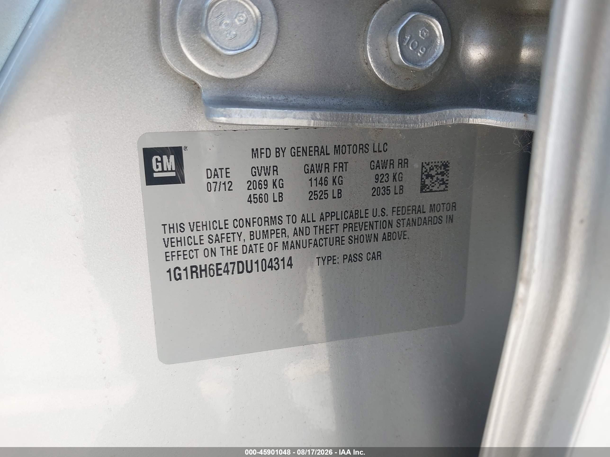 2013 Chevrolet Volt   Silver vin: 1G1RH6E47DU104314