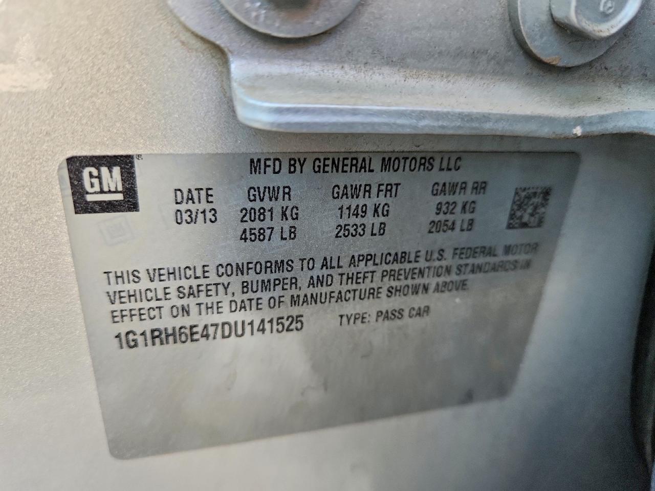 2013 Chevrolet Volt Silver vin: 1G1RH6E47DU141525