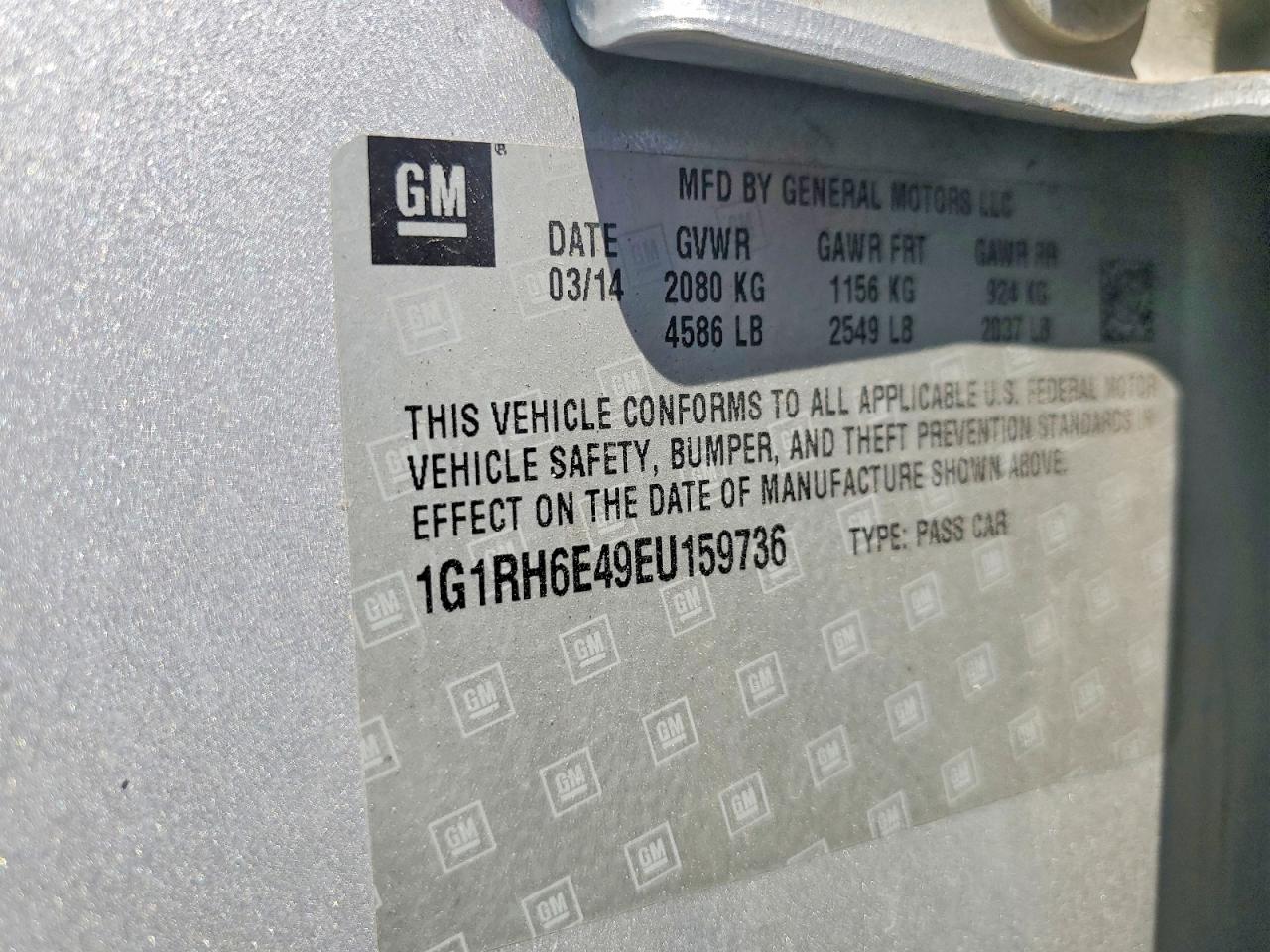 2014 Chevrolet Volt Silver vin: 1G1RH6E49EU159736