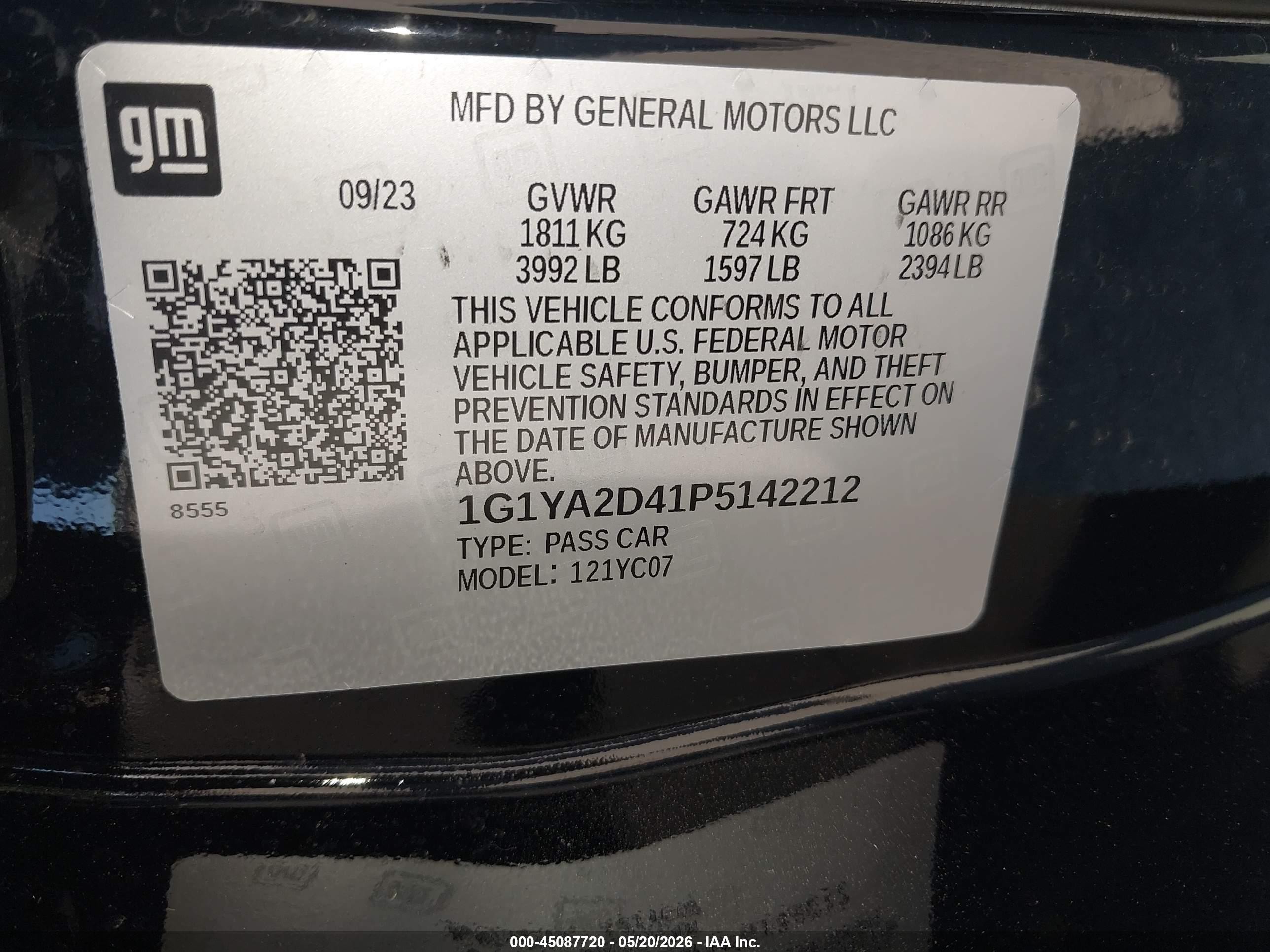 2023 Chevrolet Corvette Stingray Rwd  1lt Black vin: 1G1YA2D41P5142212