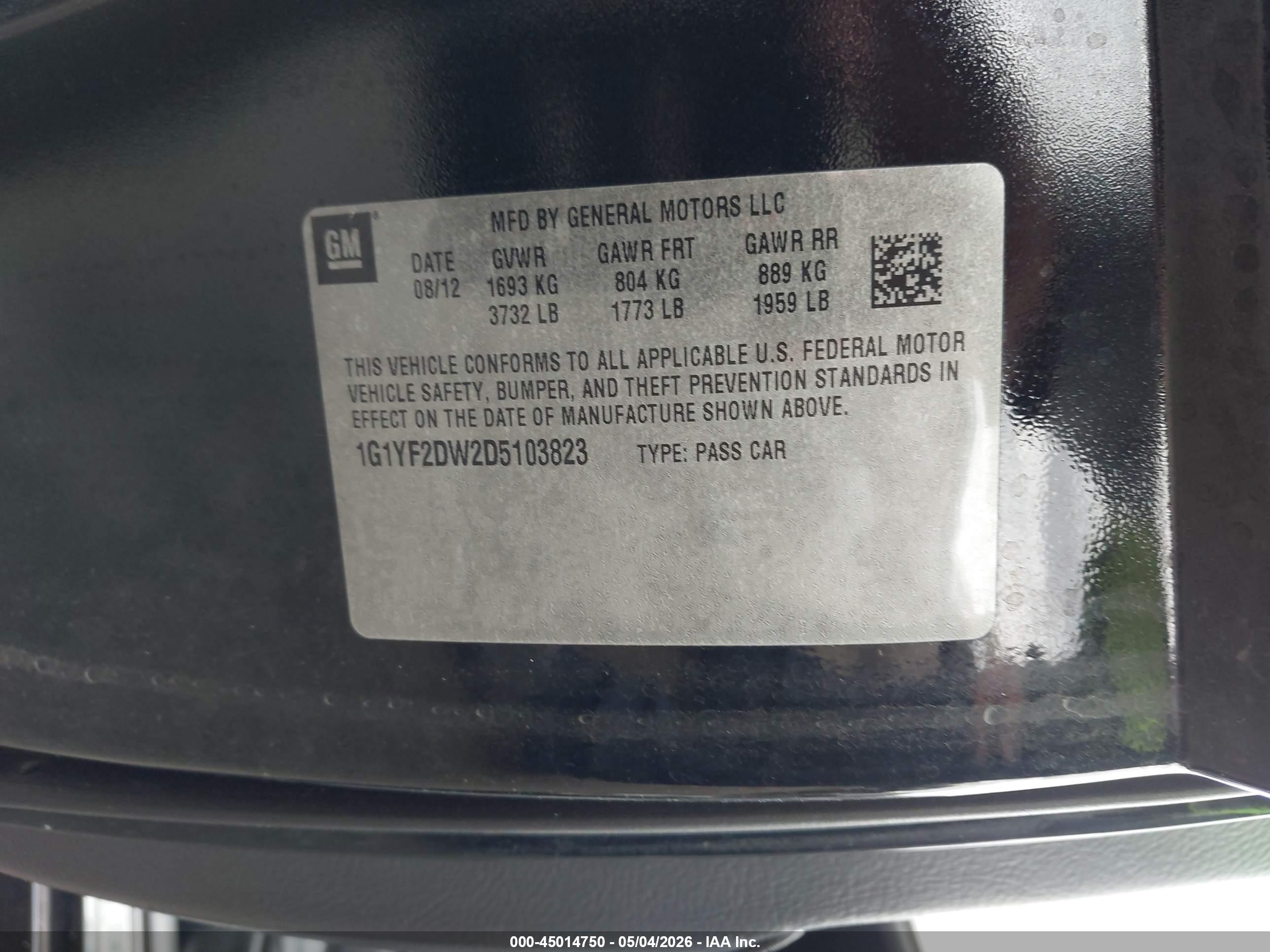 2013 Chevrolet Corvette   Черный vin: 1G1YF2DW2D5103823