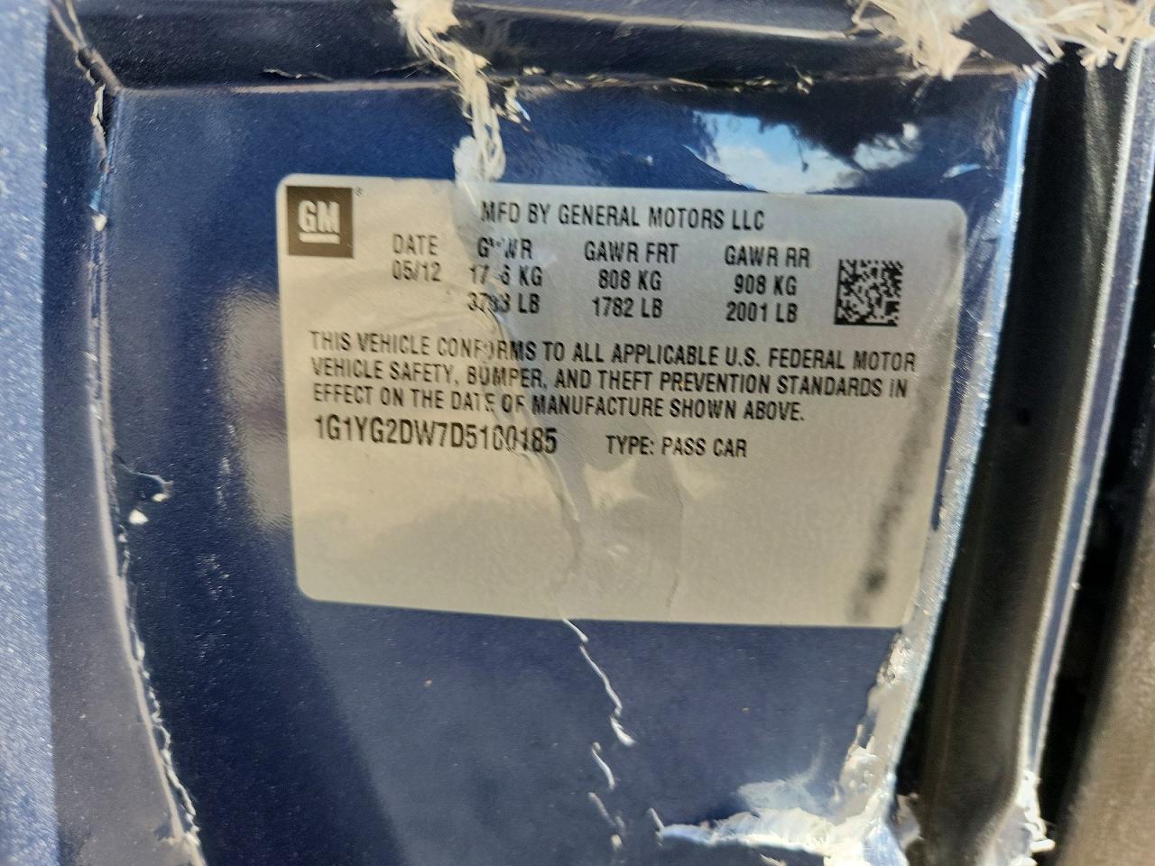 2013 Chevrolet Corvette Blue vin: 1G1YG2DW7D5100185