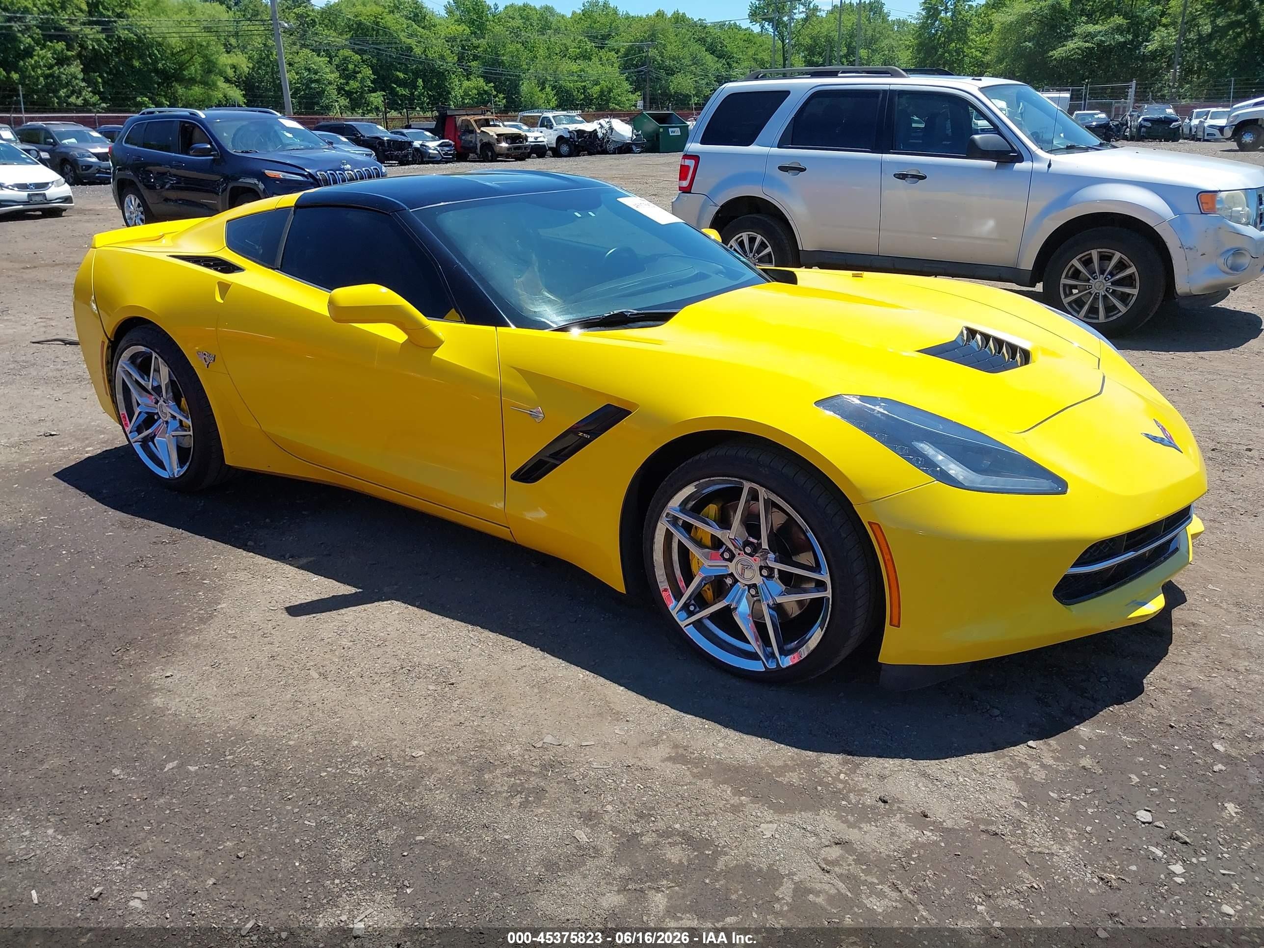 2015 Chevrolet Corvette Stingray Z51 Yellow vin: 1G1YJ2D79F5119317