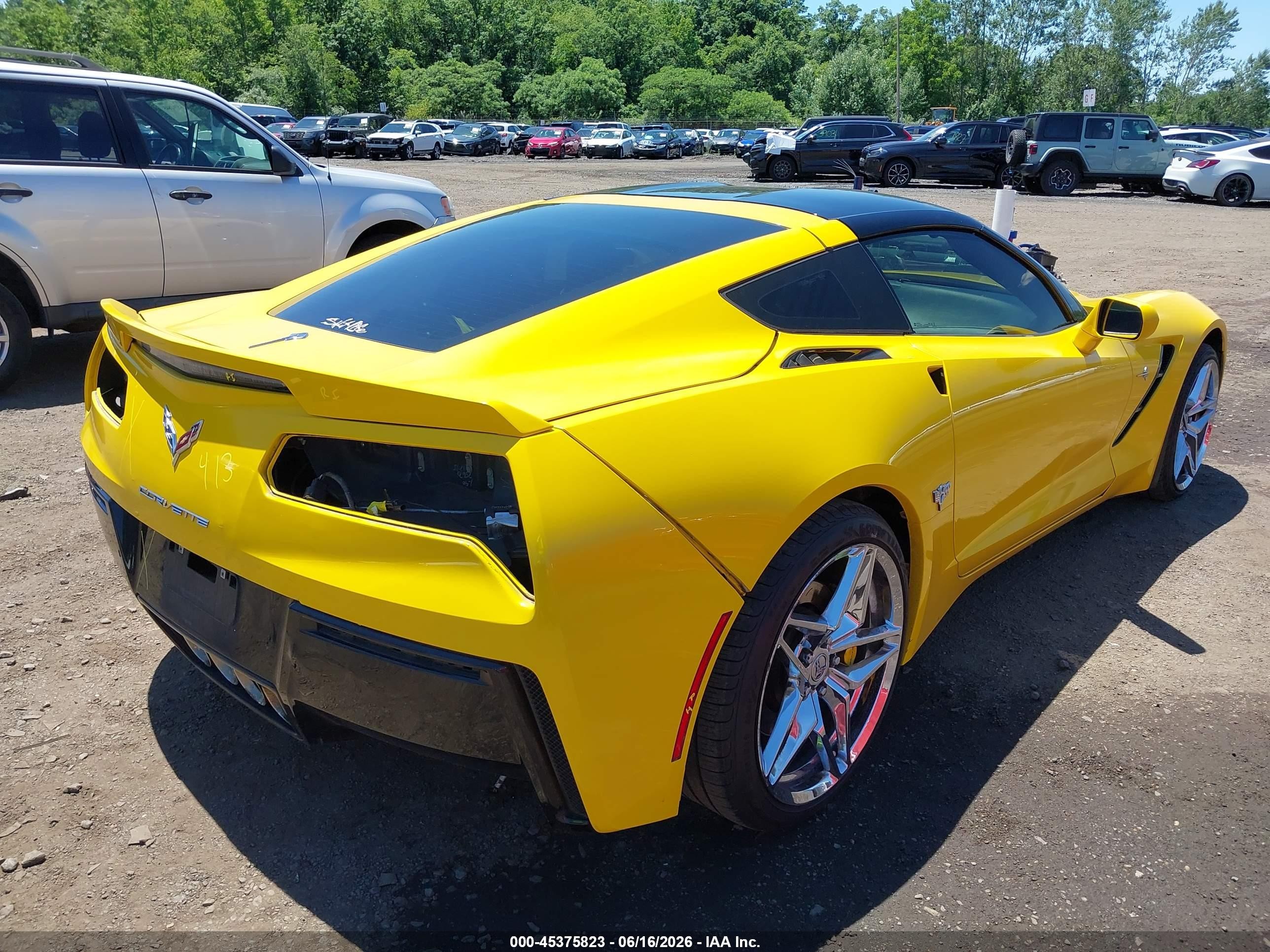 2015 Chevrolet Corvette Stingray Z51 Yellow vin: 1G1YJ2D79F5119317