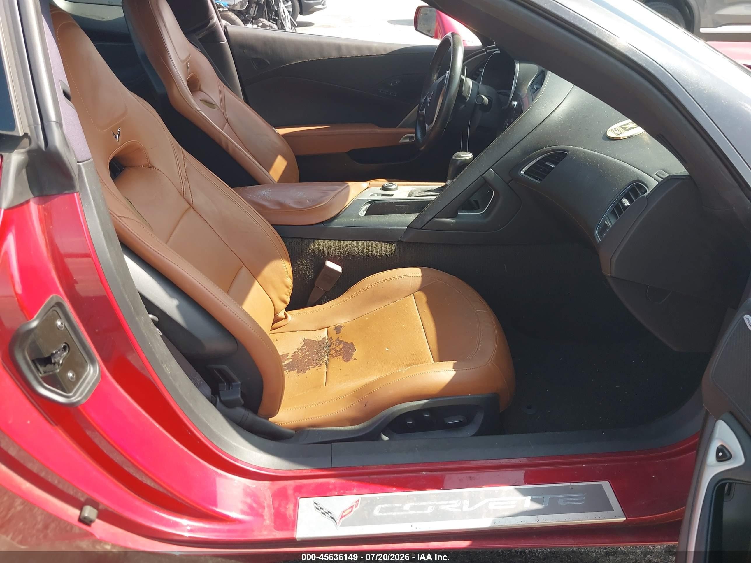 2015 Chevrolet Corvette Stingray Z51 Red vin: 1G1YK2D76F5124794