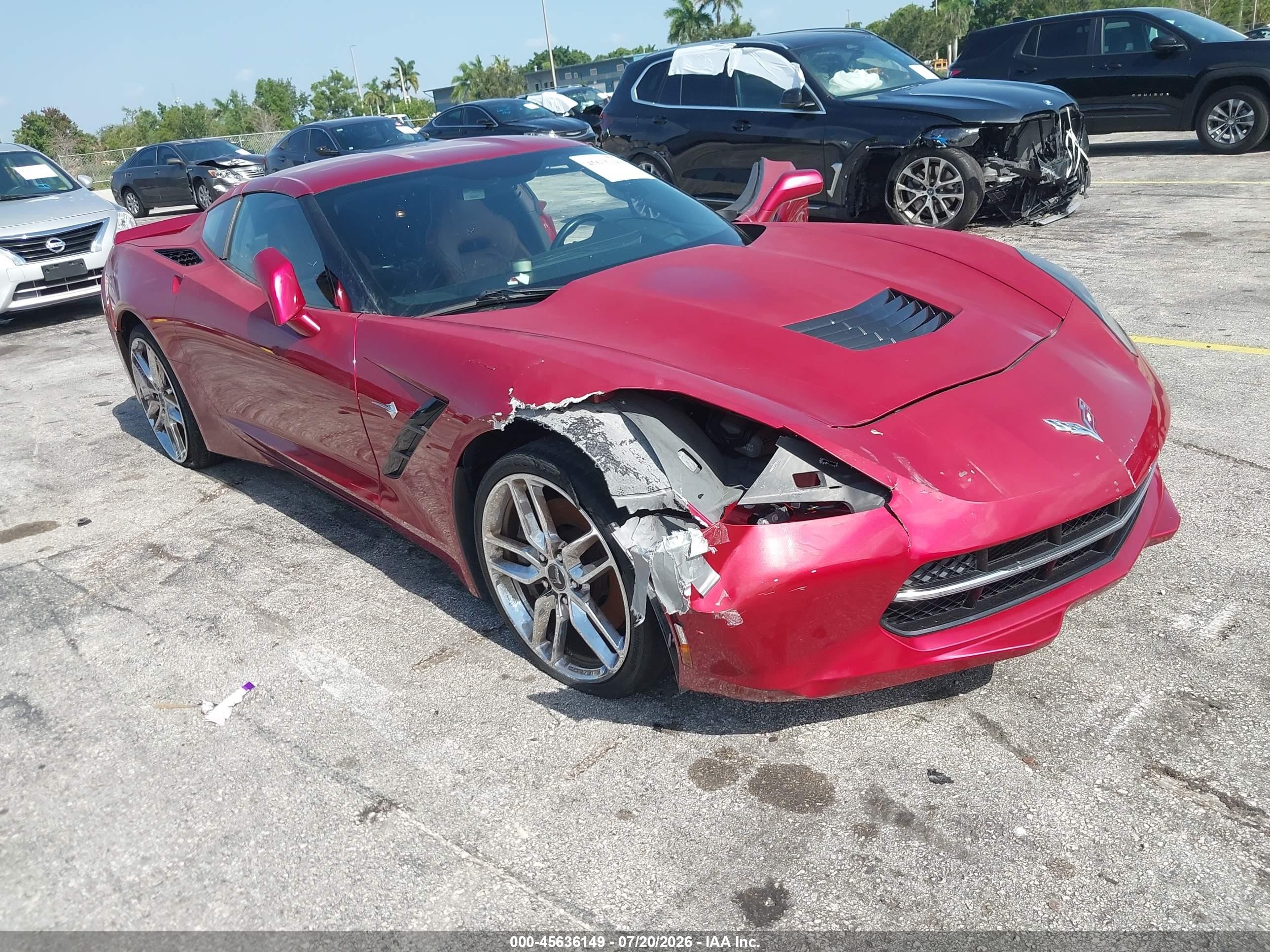 2015 Chevrolet Corvette Stingray Z51 Red vin: 1G1YK2D76F5124794