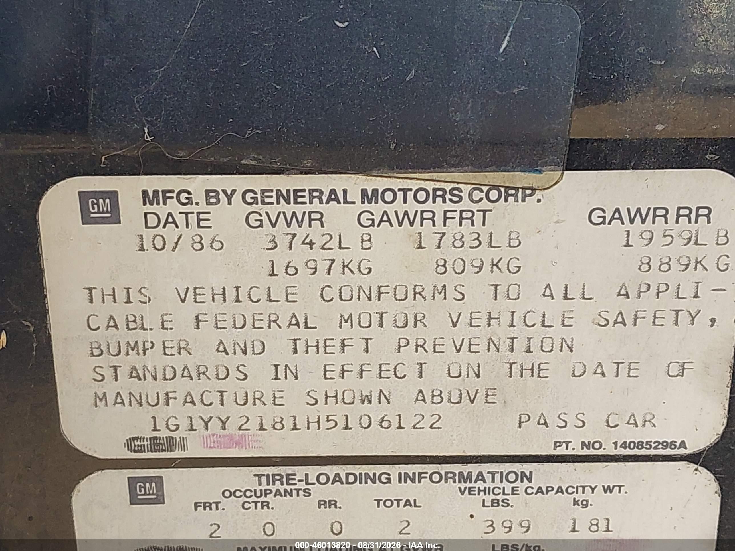 1987 Chevrolet Corvette   Black vin: 1G1YY2181H5106122