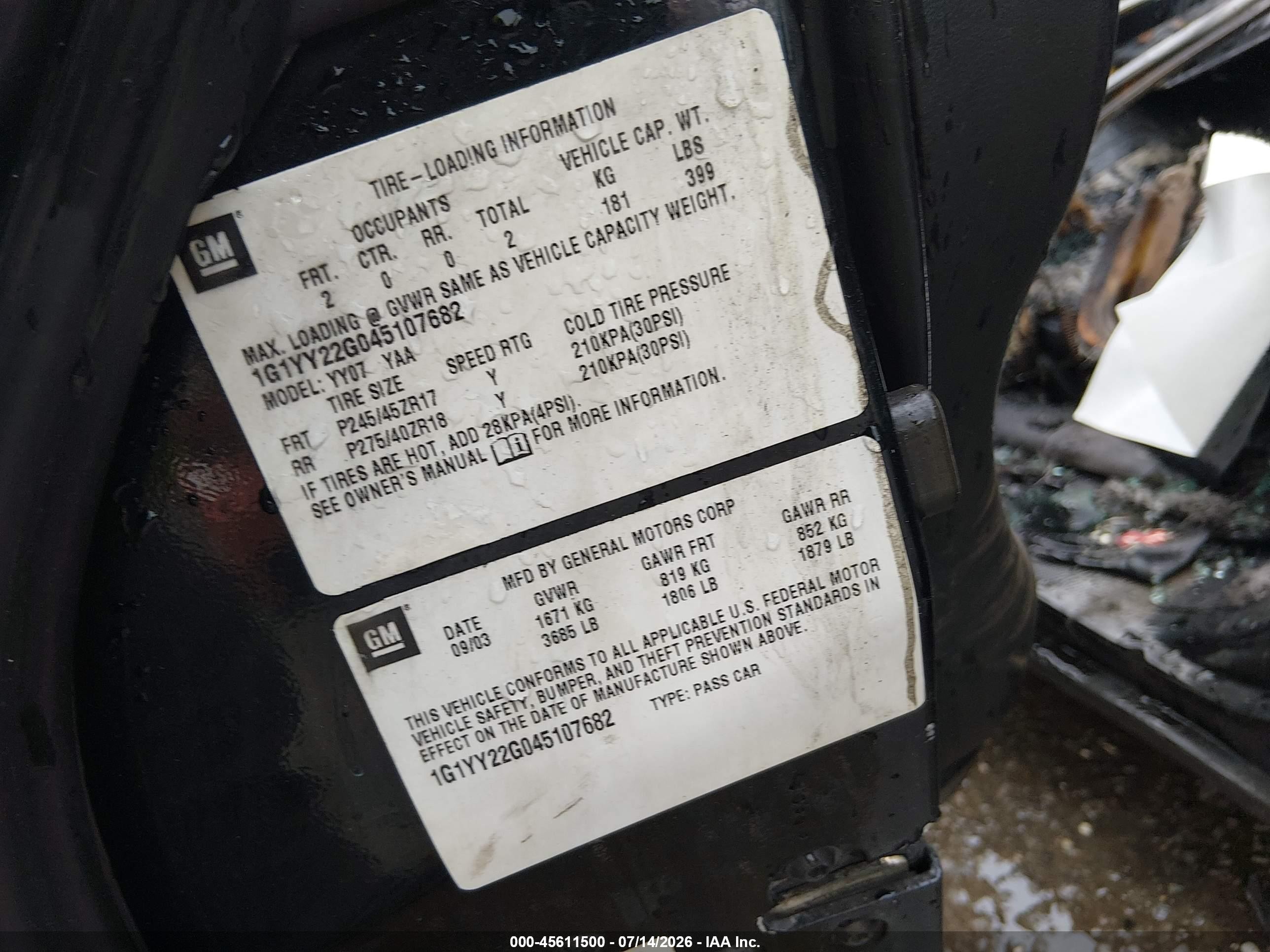 2004 Chevrolet Corvette   Черный vin: 1G1YY22G045107682